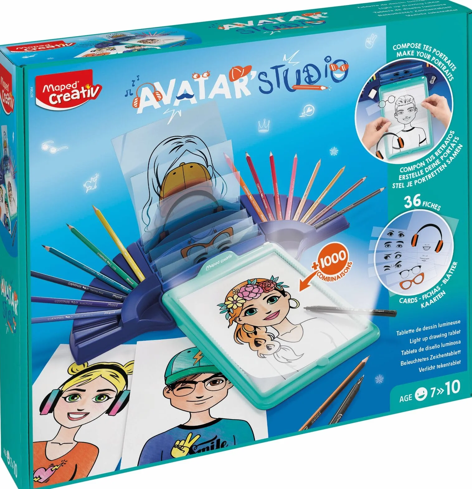 Maped Avatar Studio Scatola luminosa da colorare con macchina da disegno 36 modelli calca e colora
