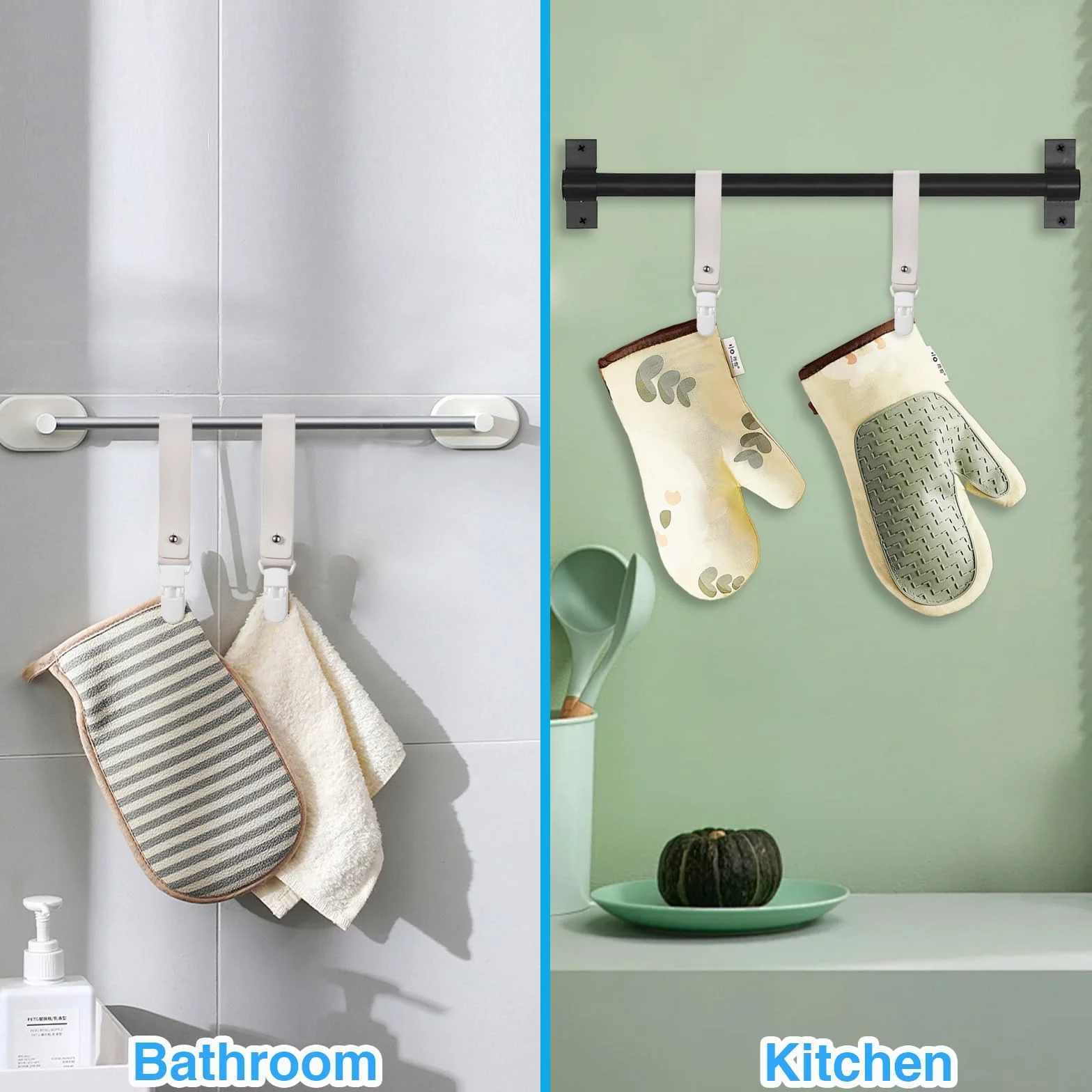 6 pezzi Porta Strofinacci Cucina, Ganci Asciugamani, Pinze Mare, Clip Teloni