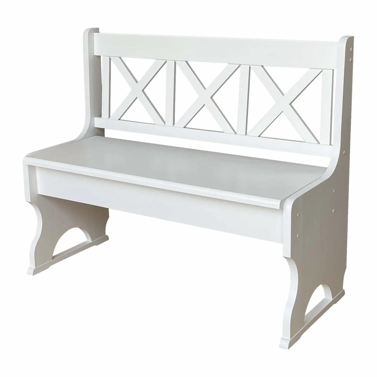 k koma Panca in legno massello di pino bianco con schienale – per interni, corridoio e sala da pranzo, bianco (135 cm)