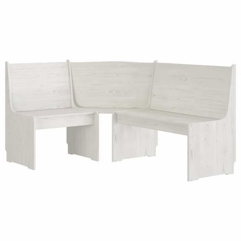 Generico Panca Angolare Reine 151 cm in Pino Massello Bianco,Mobili,Panche,Panche per Cucina e Sala da Pranzo,Bianco,32.75 kg,327247