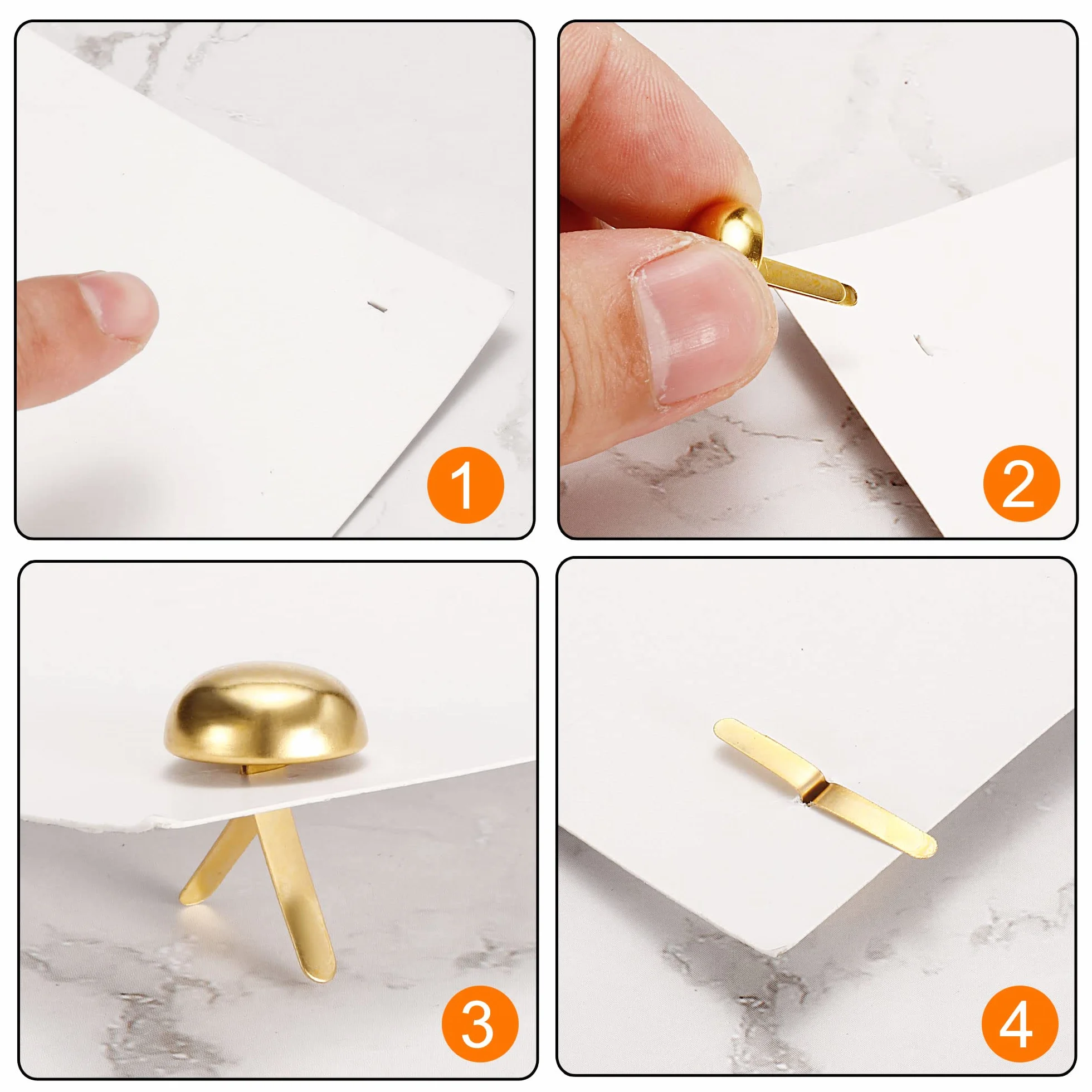 PATIKIL 100pz 12x20mm Mini Puntine Carta Fissaggi Rotondo Bronzo Tono per Arte Scrapbooking