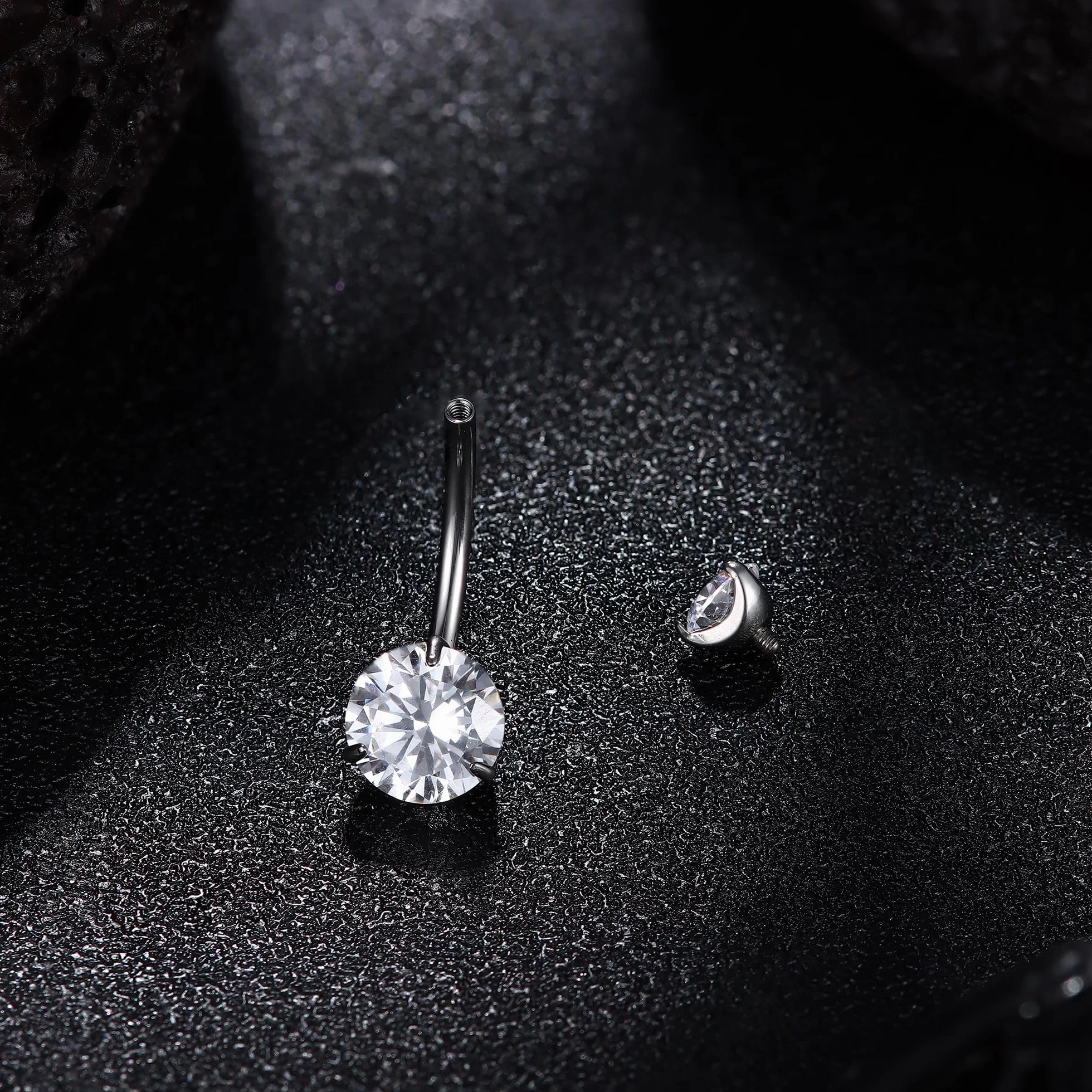 Diamday Piercing Ombelico G23 Titanio Anello 14G CZ Barra Pancia Barbell Ventre Gioielli Donna Uomo 8-16mm