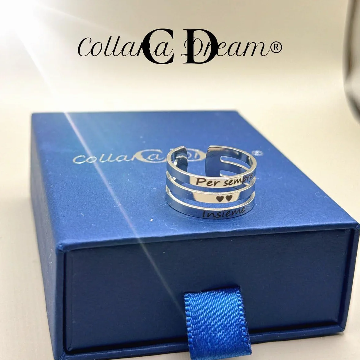 Anello Personalizzato a 3 Fasce in Acciaio Inossidabile con Incisione Gratuita Gioiello Unisex
