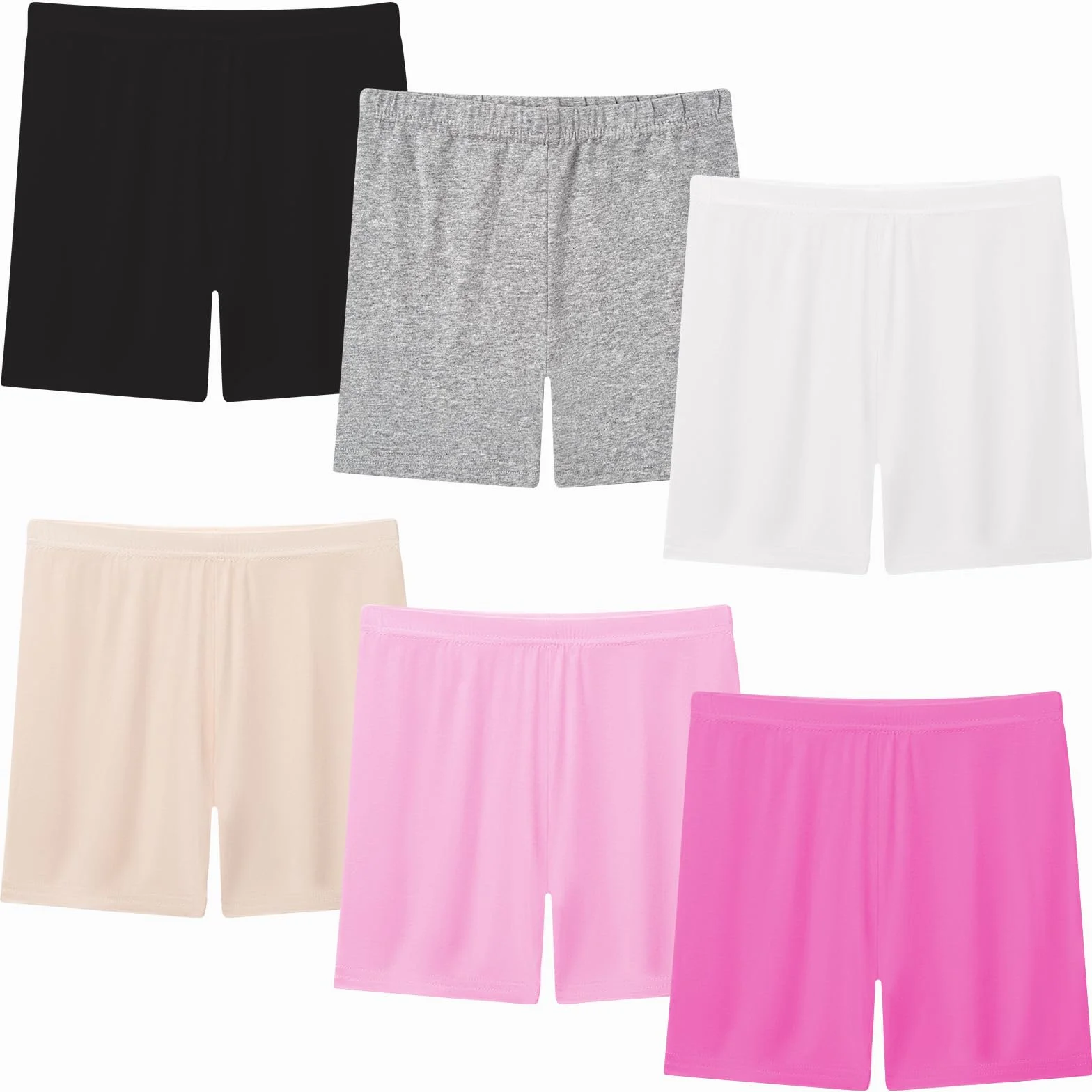 Pantaloni corti da ciclismo bambina cotone 2-12 anni 6 paia leggings sportivi