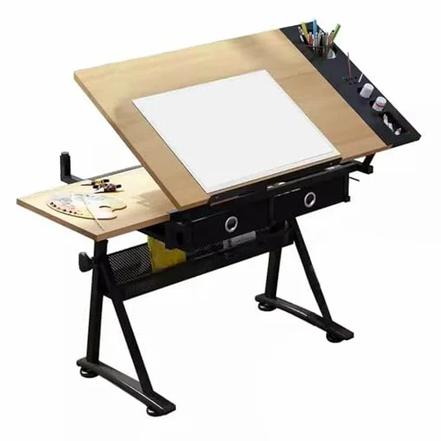 Tavoli da Disegno, Tavolo da Disegno, Tavolo da Architetto, Tavolo per Pittura a Diamante, Altezza Regolabile, con cassetto portaoggetti, per Studio e Lavoro