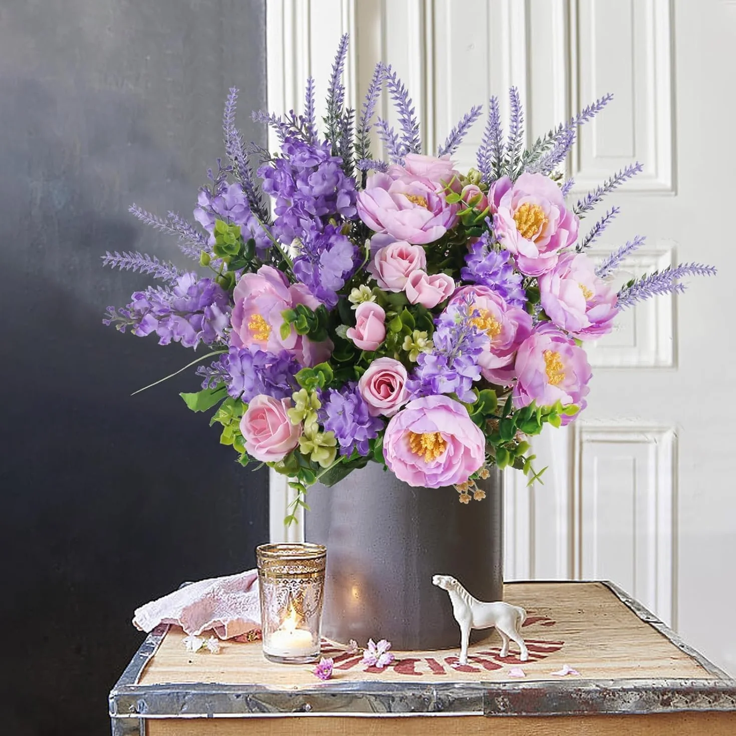 Fiori Artificiali Viola di Seta per Cimitero Decorazione Esterni Balcone Giardino