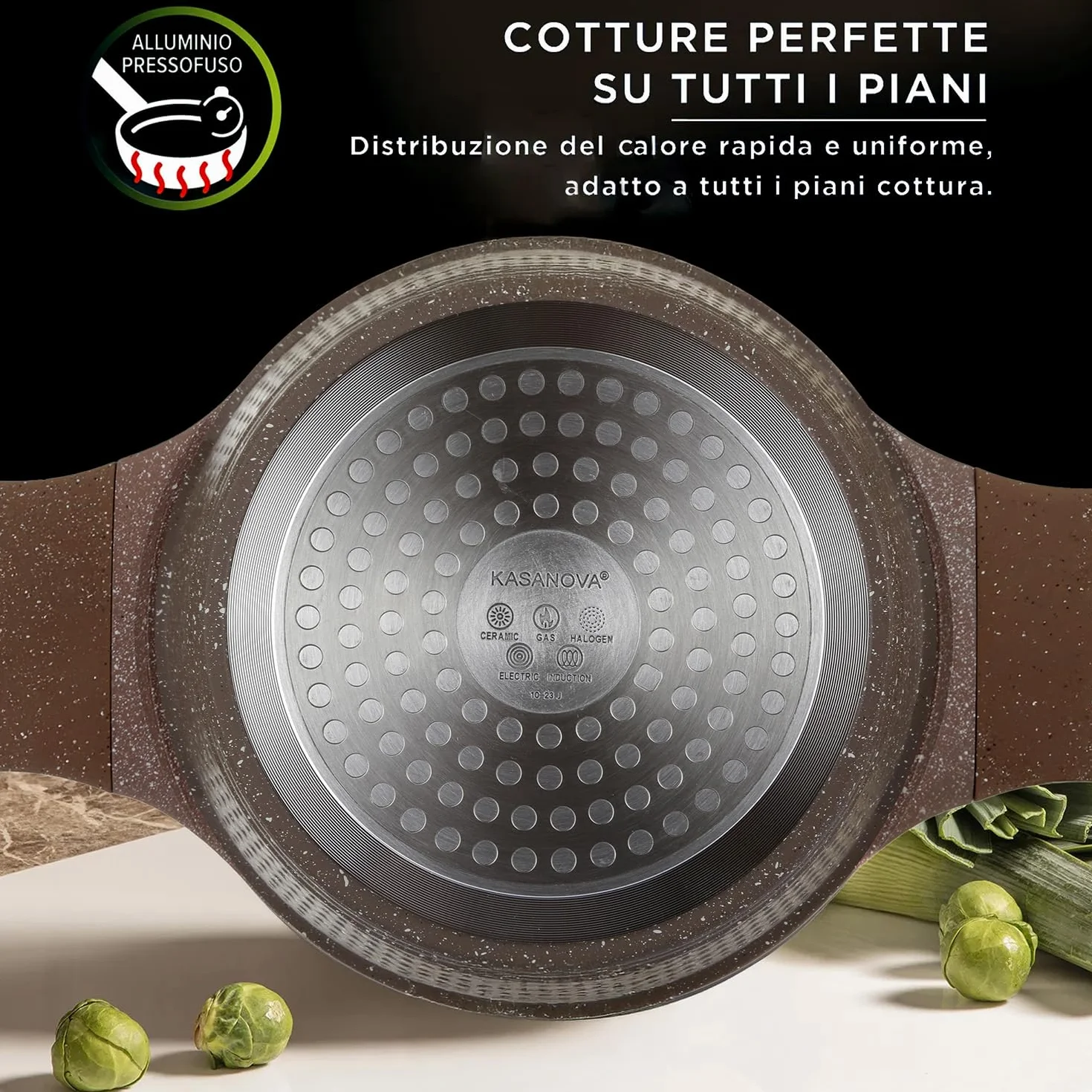 Casseruola 32 cm antiaderente 0 grassi con coperchio