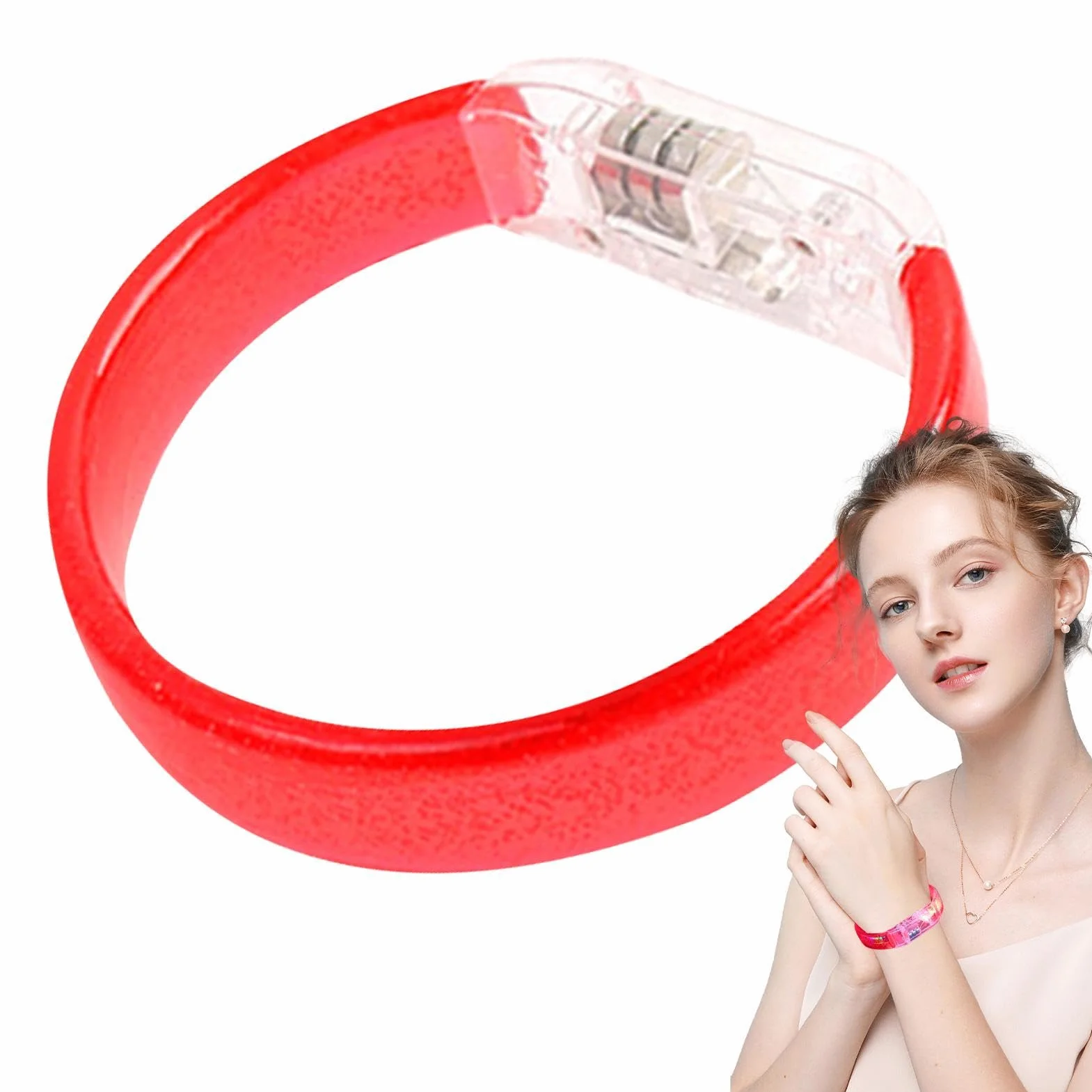 Braccialetti LED 2pz Luminosi Fluo Party Festival Eventi Celebrazioni