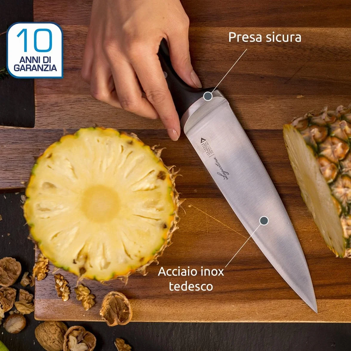 Lagostina Iceforce Coltello da Chef 20 cm Acciaio Inox Lama Raffreddata