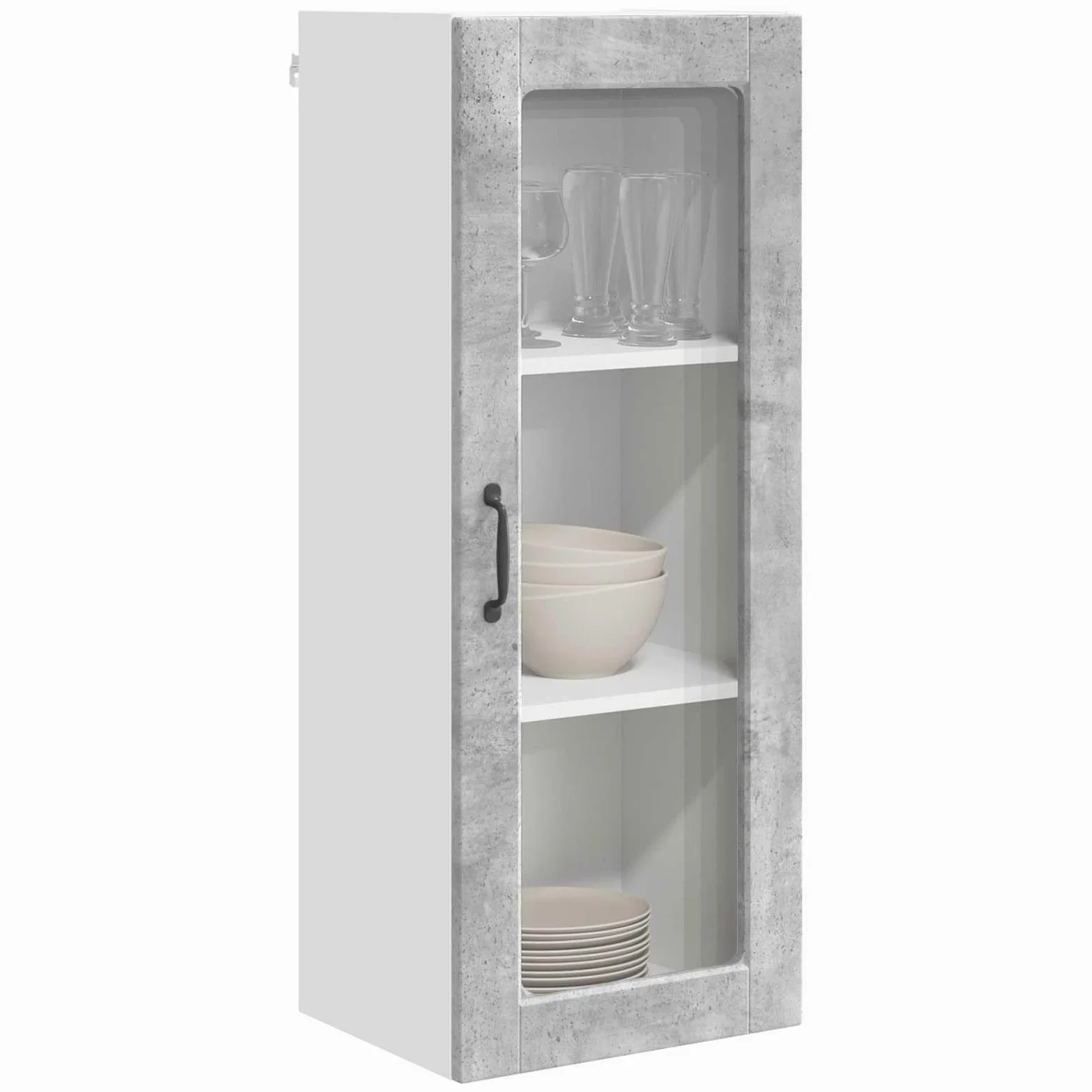 Mobiletto da Parete Cucina PORTO Grigio Cemento 40x31x100 cm | Pensile salvaspazio a 2 ante con 3 ripiani interni per cucina, ideale per organizzare spezie e stoviglie.