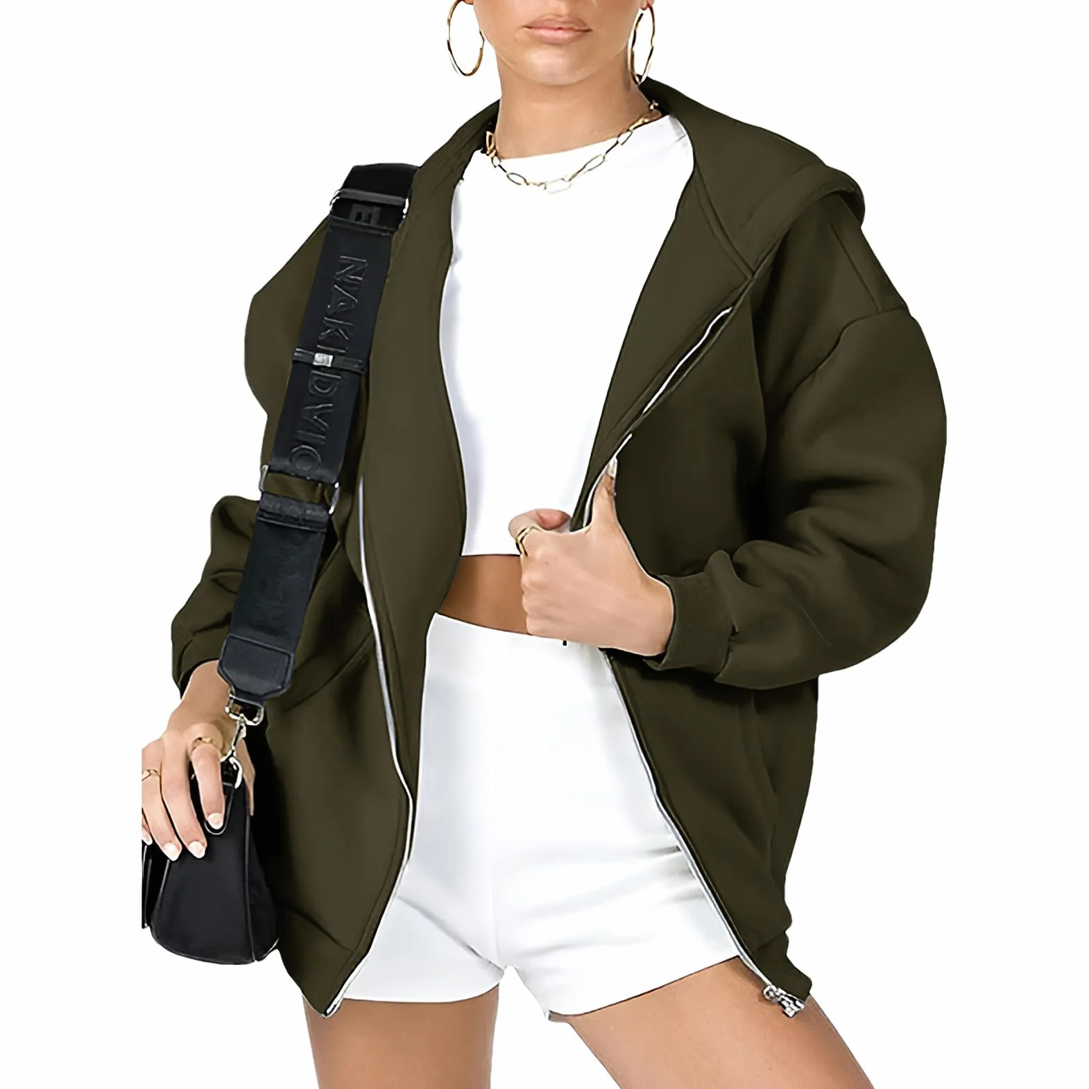 amropi Felpa da Donna Sportivo Giacca con Cappuccio a Cerniera Cappotto Casual Giubbotto