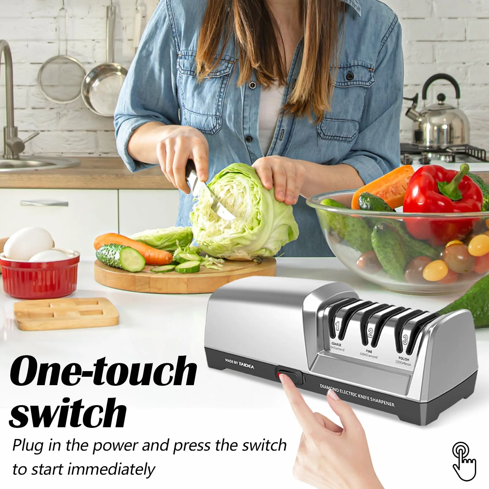Affilacoltelli Elettrico 3 Livelli Diamantato Professionale per Coltelli da Cucina