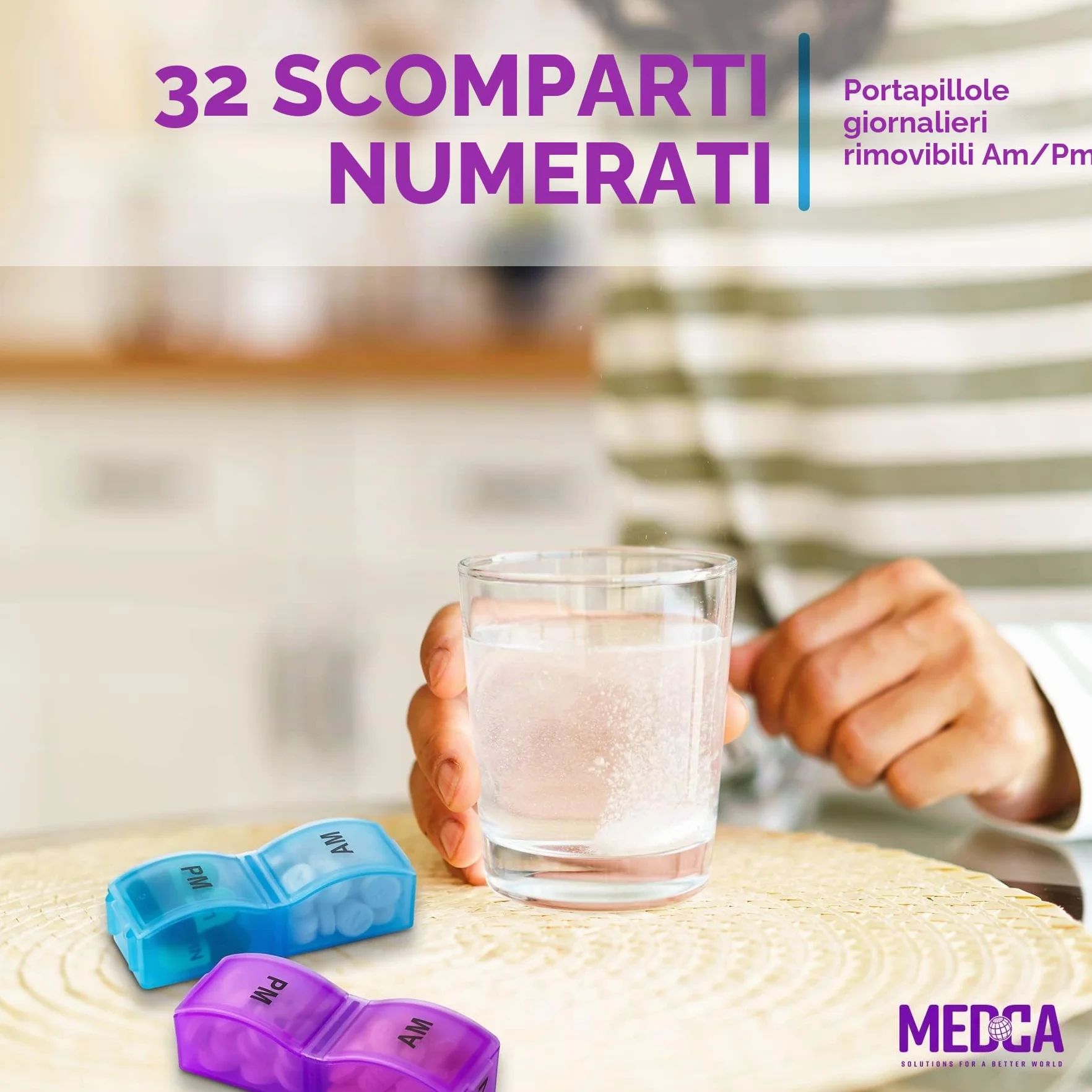 Organizer mensile per pillole 32 scomparti mattina e sera vitamine medicinali