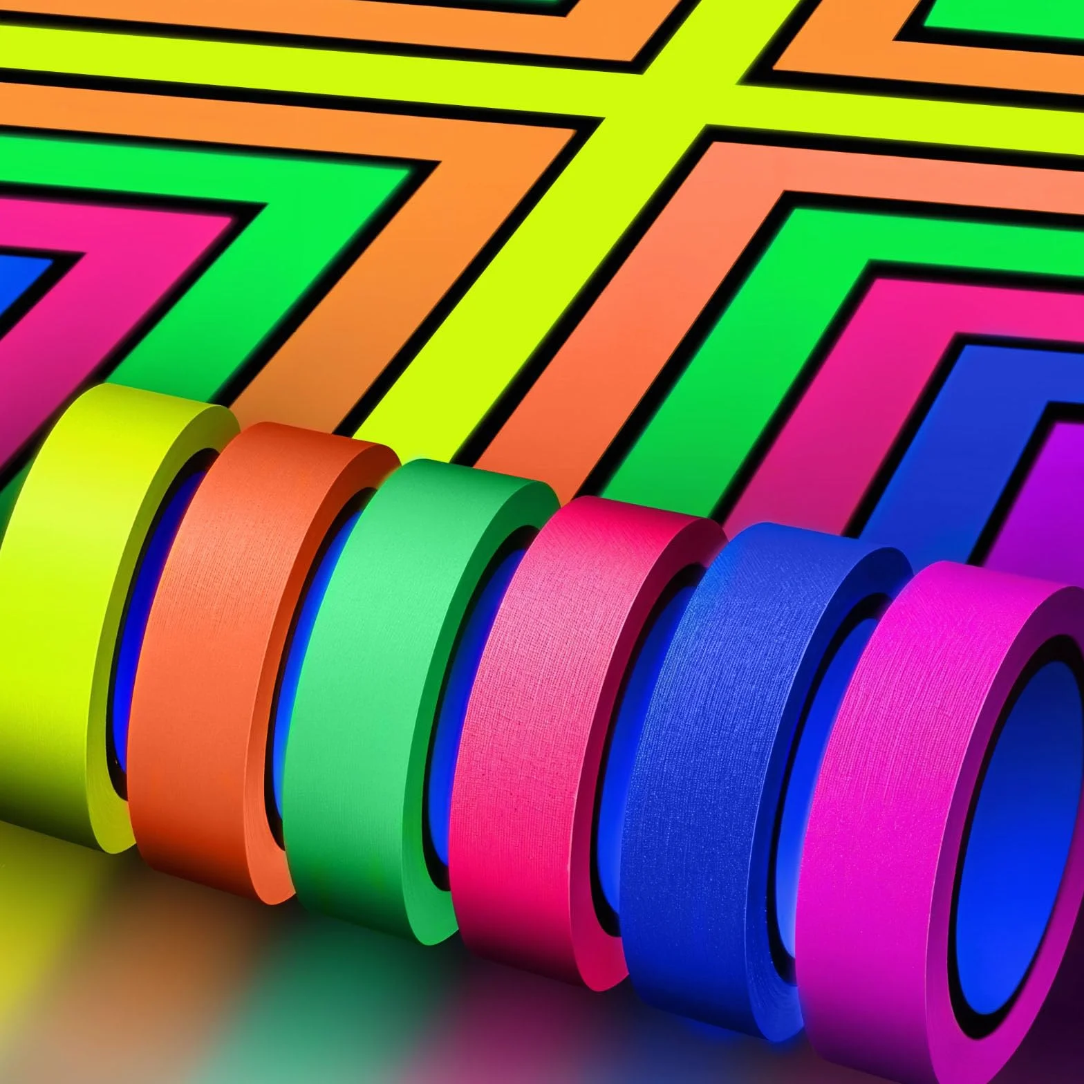 6 rotoli di nastro neon UV fluorescente per luce nera Gaffer Tape, Blacklight Reattivo Bande, Glow in the Dark Tape, per decorazioni di festa, artigianato (15MM*30M)