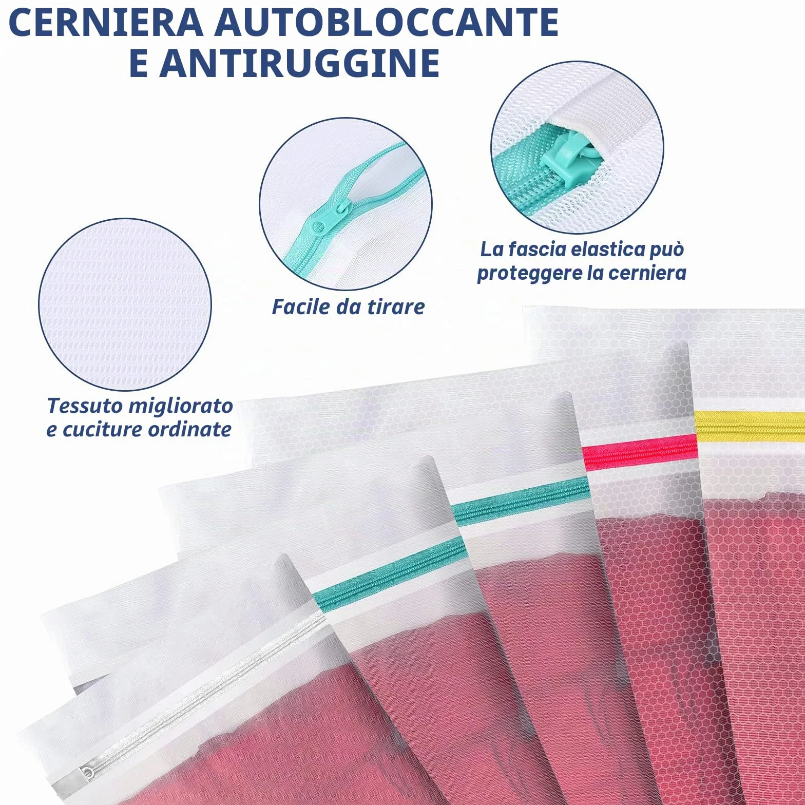5-Set sacchetti lavatrice biancheria, Sacchetto Rete Lavatrice per Delicati Sacchetti Biancheria Proteggi Indumenti Intimo Reggiseno Calzini