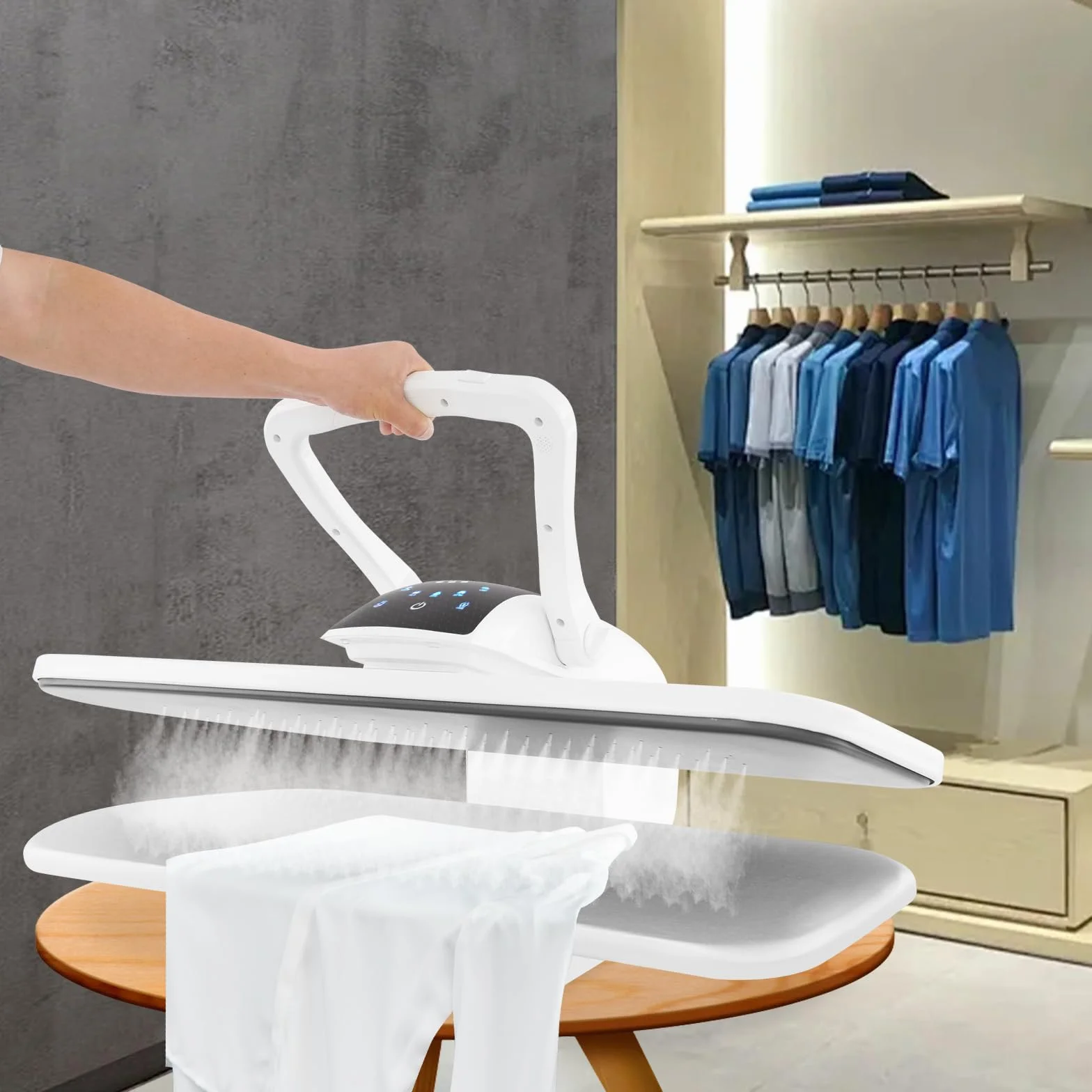 Pressa da stiro a vapore intelligente da 36 pollici, pressa da stiro professionale da 2200W con regolazione della temperatura LCD touch, grande pressa da stiro a vapore per uso domestico e negozi di