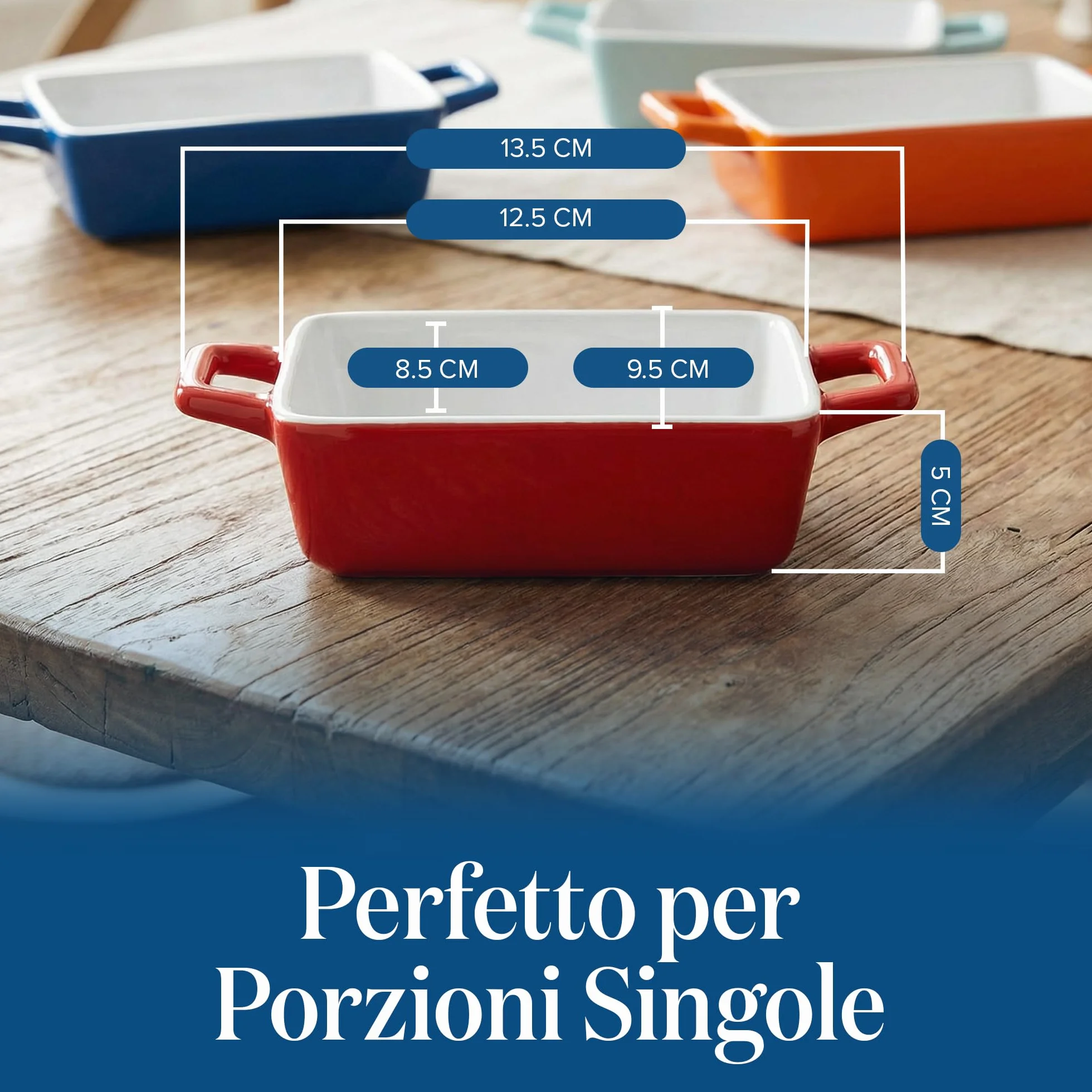 Joeji’s Kitchen Set 4 Pirofila da Forno in Ceramica – Cocotte Monoporzione da Forno Rettangolare per Lasagne, Pasta e Dolci – Teglia Ceramica da Forno Versatile (325 ml)