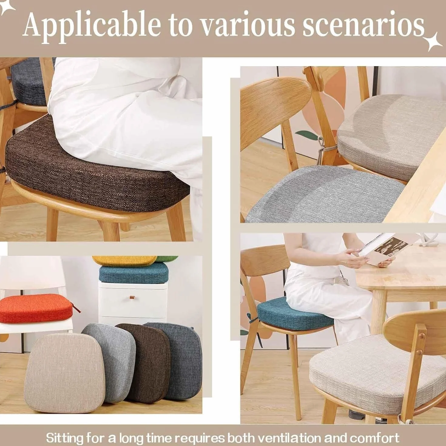 Cuscini per Sedie Cucina Memory Foam Antiscivolo 40x38x5cm 4 Pezzi