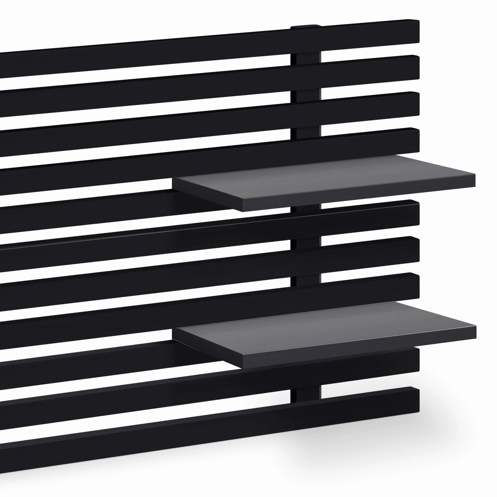 DHOME Testiera con Mensole in Legno Riciclato DM da Appendere alla Parete Stile Pallet Letto Vintage Nordico Supporti Inclusi (Stile Giapponese, Nero Solido, 270cm)