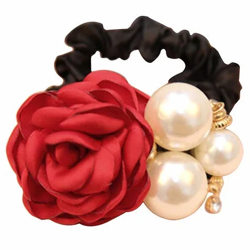 Nastro di raso Rosa con lacci per capelli Elastico Antiscivolo Accessorio per capelli Rosso