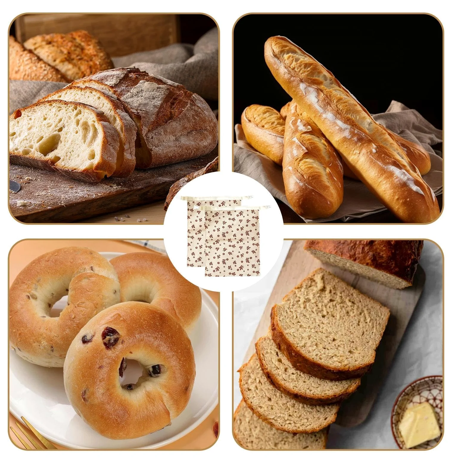 Sacchetti per la conservazione di pane e pasticceria, borsa per conservare la freschezza, realizzata a mano, pieghevole, versatile organizer da panetteria, strato in tessuto traspirante, soluzione