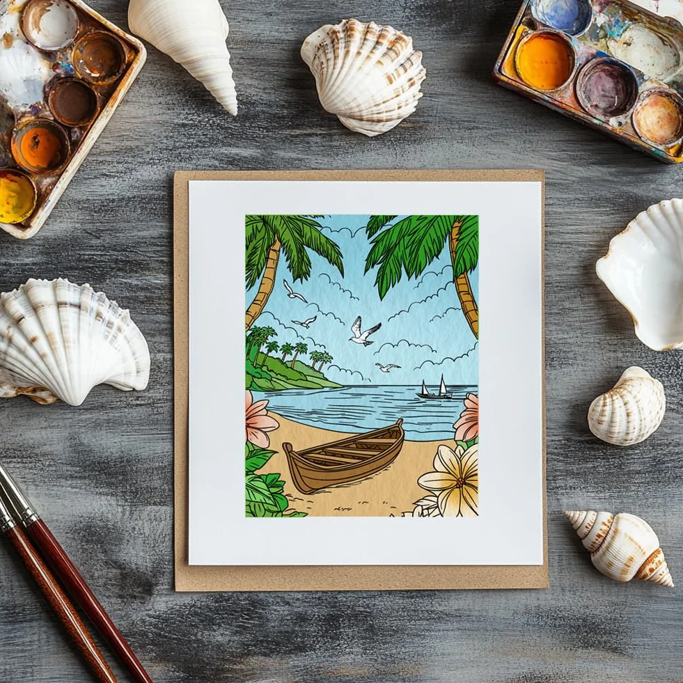 CHGCRAFT Timbri trasparenti per la spiaggia Isola Alberi di cocco Timbri trasparenti Faro Sigilli trasparenti in silicone per timbri per DIY Scrapbooking Decorazione album fotografico, 4,3x6,3 pollici