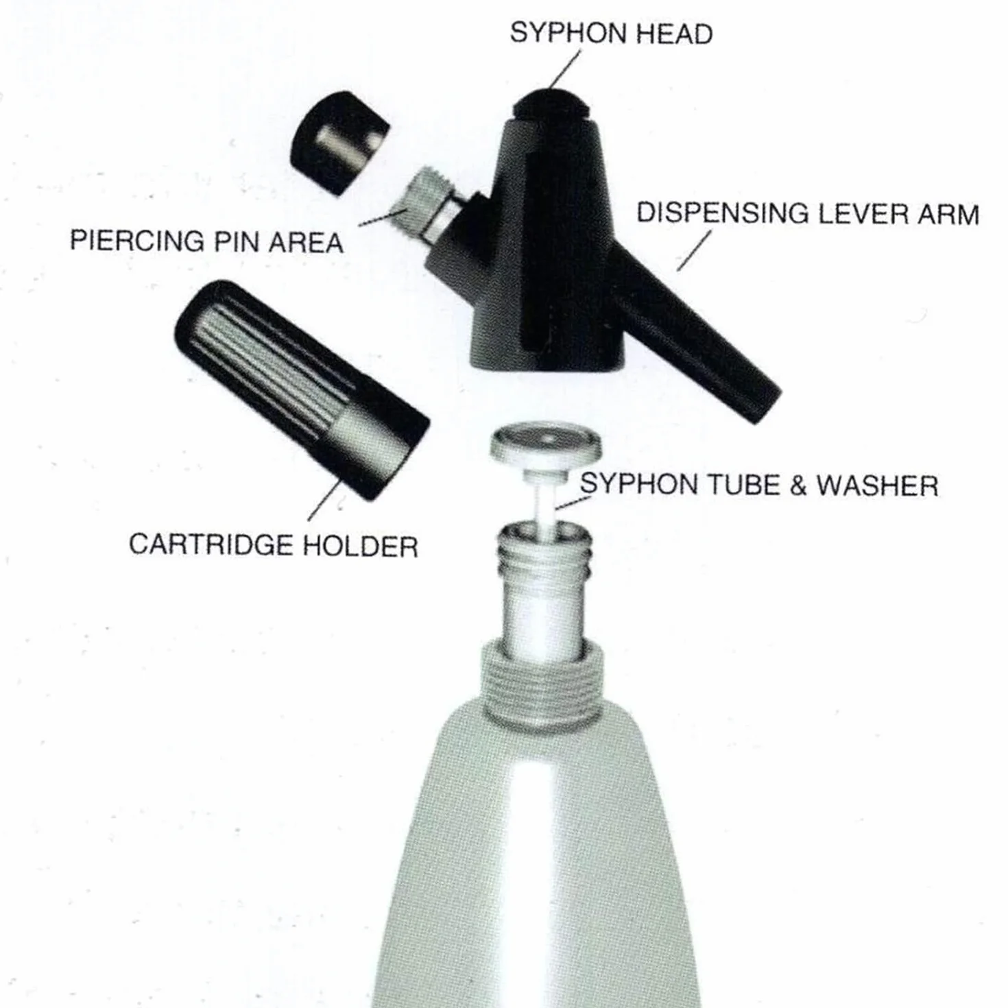 Sifone per Soda da 1 l, in Alluminio, Manuale per bibite Fatte in casa, Mojito, Gin Fizz Cocktail e Spritzer di Vino, Argento