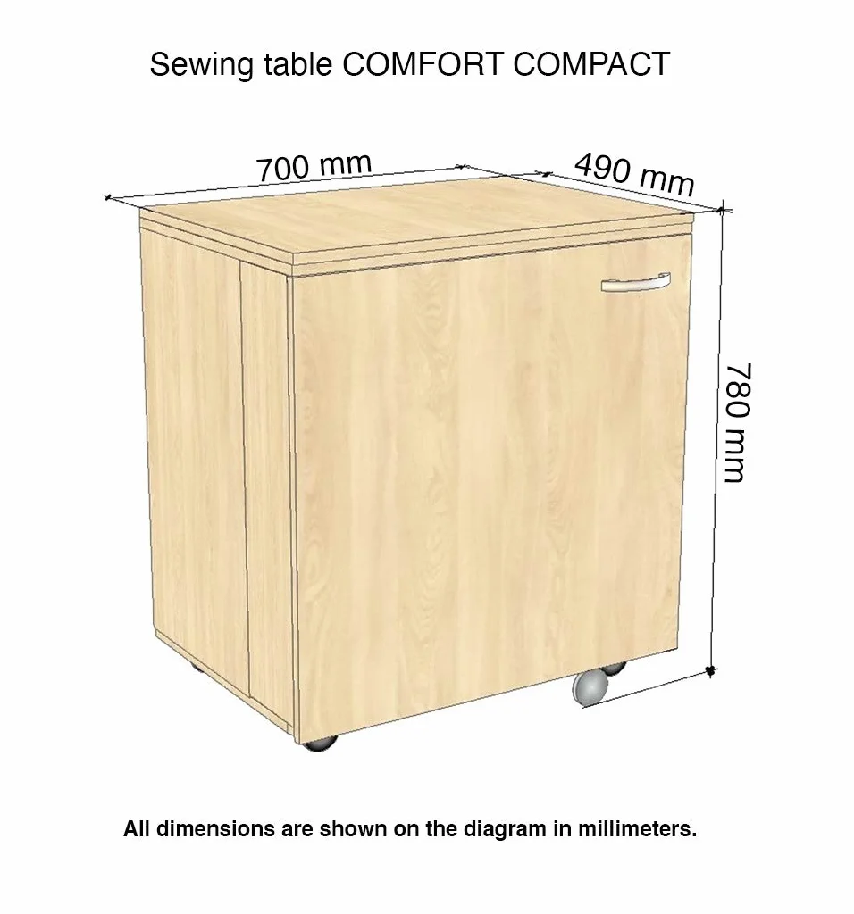 Comfort COMPACT | Mobiletto per Macchina da Cucire | Armadi da Сucito | (Oak Kendal Cognac)