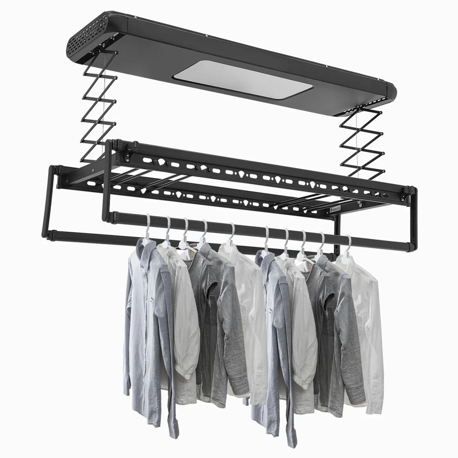Stendibiancheria a soffitto, stendibiancheria da soffitto, essiccatore elettrico da soffitto, essiccatore da soffitto con 8 aste orizzontali, 2 aste estraibili, capacità di carico totale 35 kg