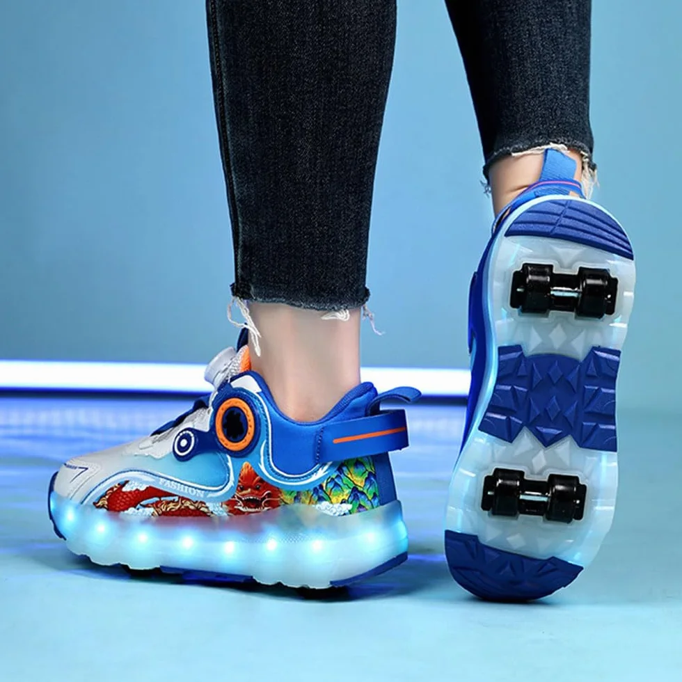 ENEN Sportive Scarpe da Skateboard 4 Ruote LED Luci Bambina Bambino Sneakers Outdoor Multisport