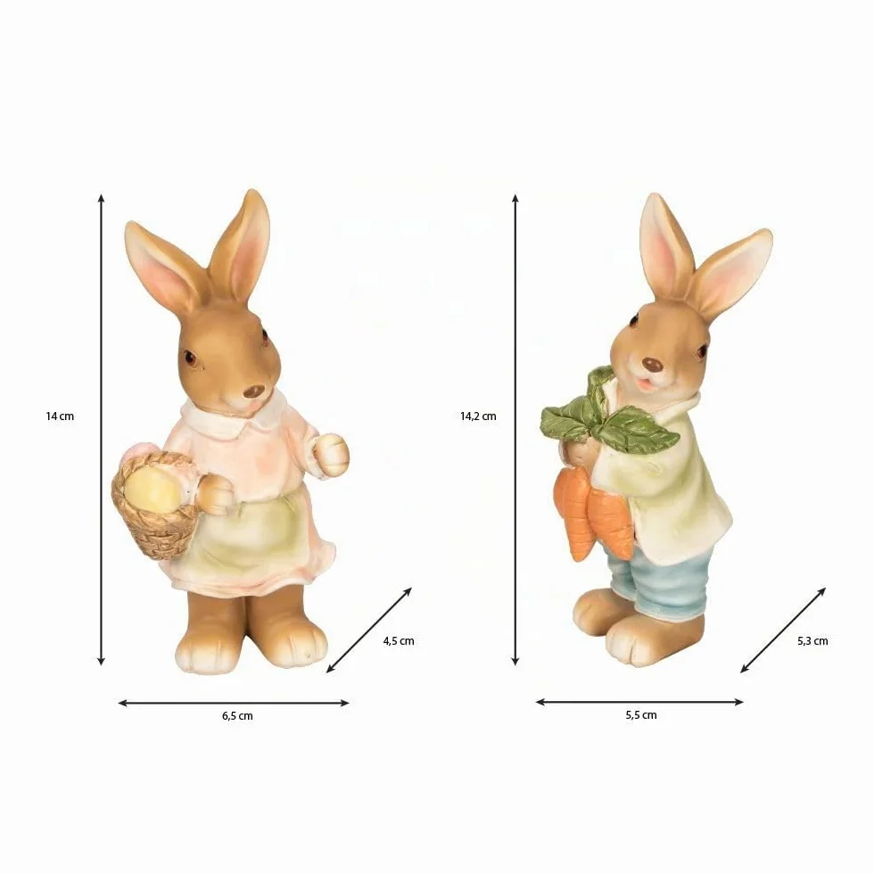 Ideen mit Herz Figurine decorative coniglietti Pasqua 14 cm 2 statuette carote uova
