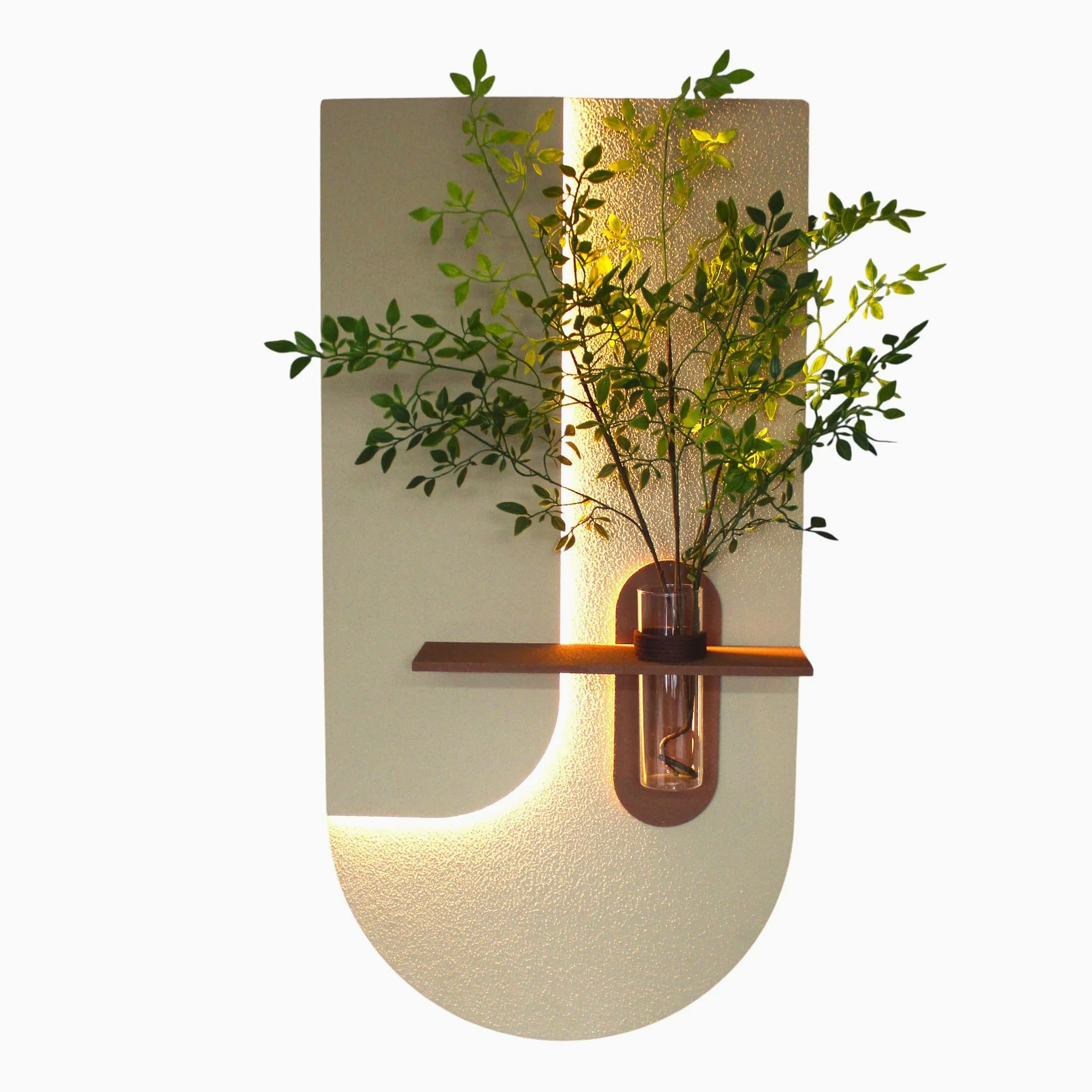 Arnusa WD001 - Quadro da parete 3D con illuminazione a LED e vaso di vetro decorativo, decorazione da parete, 100 x 50 cm