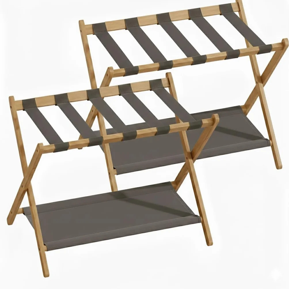BAMBOOHOMIE Portabagagli in Bambù 68 cm Pieghevole Confezione da 2