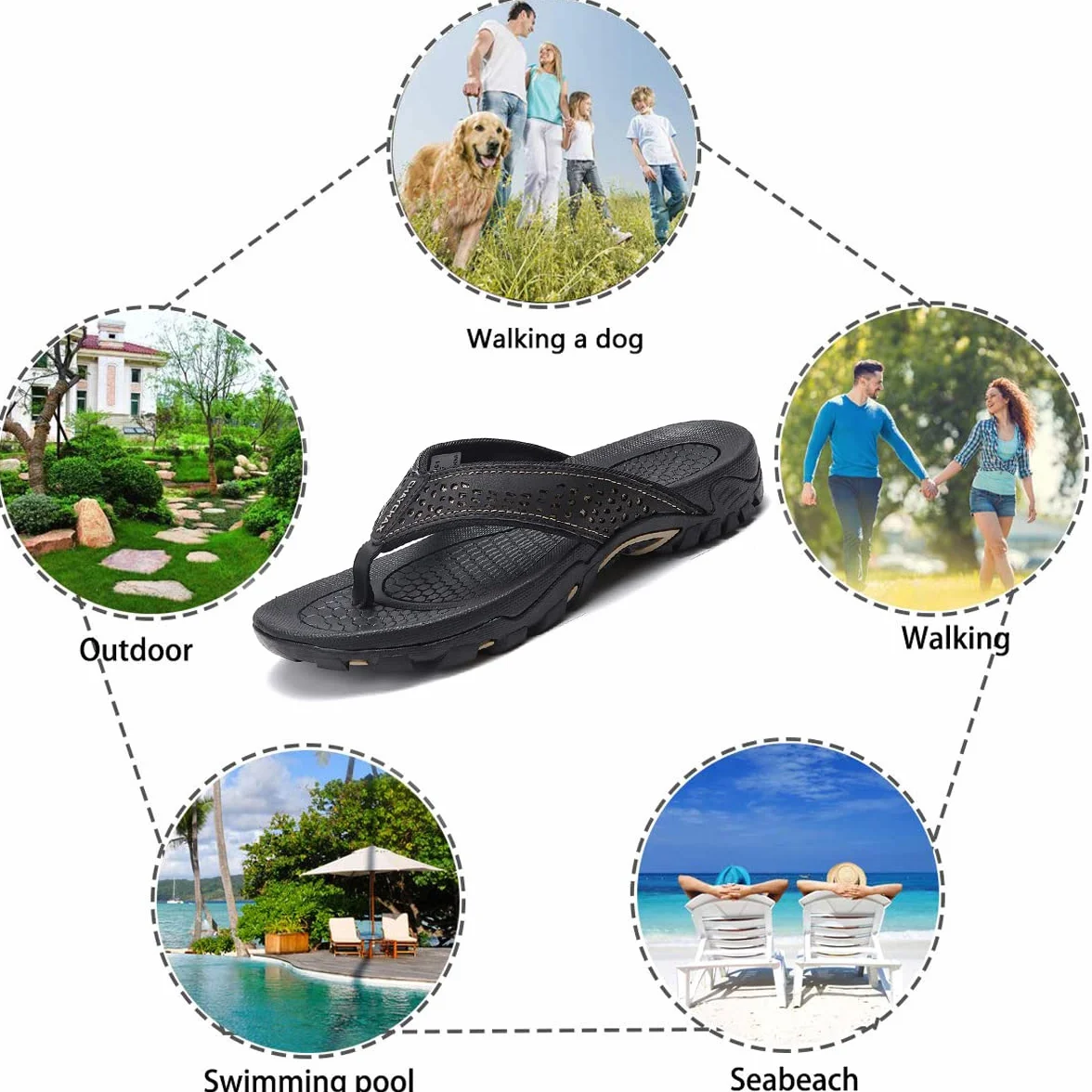 ChayChax Infradito Uomo Scarpe da Spiaggia e Piscina Antiscivolo Sandali Sportivi Pantofole Ciabatte da Mare Gomma Suola per Sostegno dell'Arco