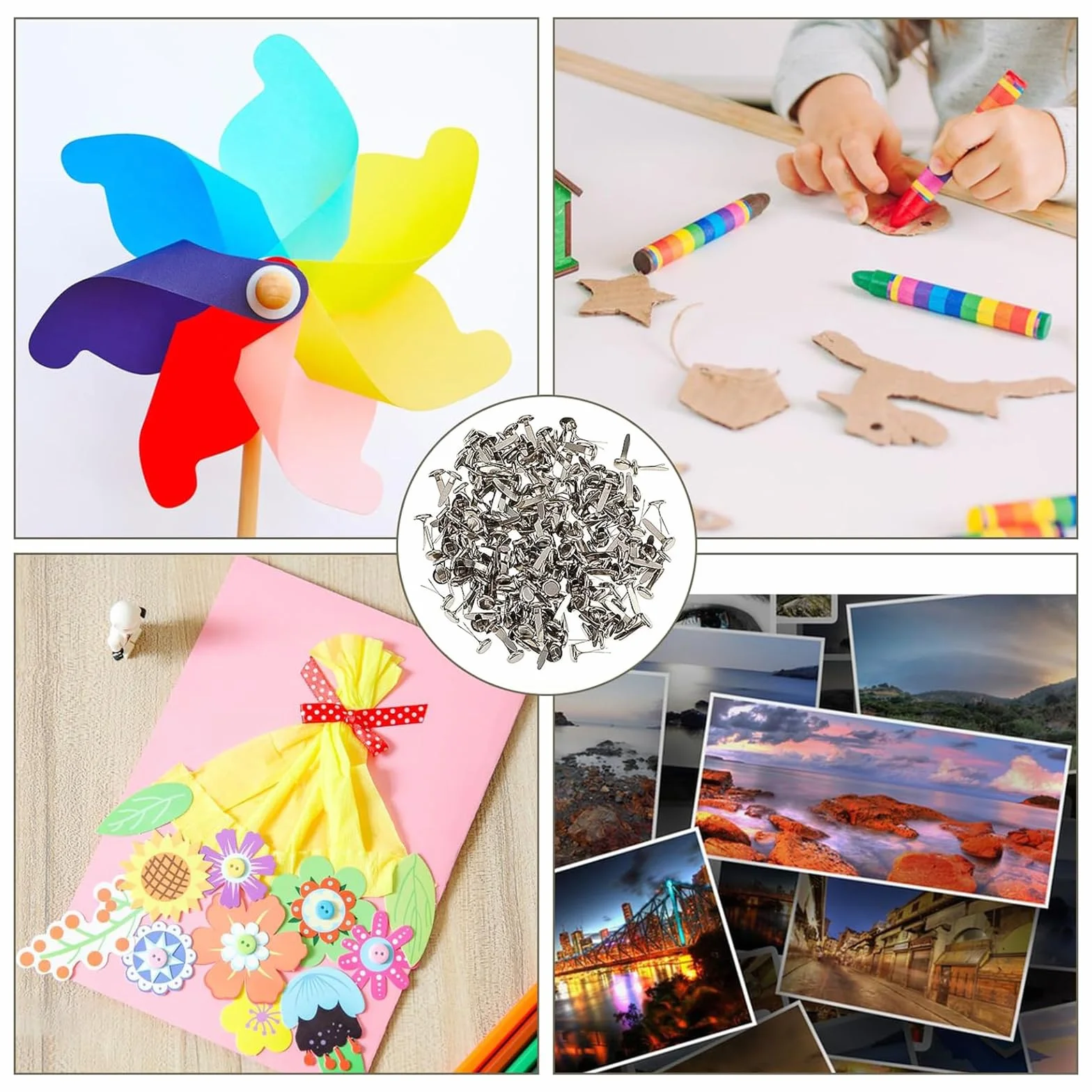 Fermagli rotondi in metallo per scrapbooking, graffette di carta, artigianato, 100 pezzi/set di fermaporta