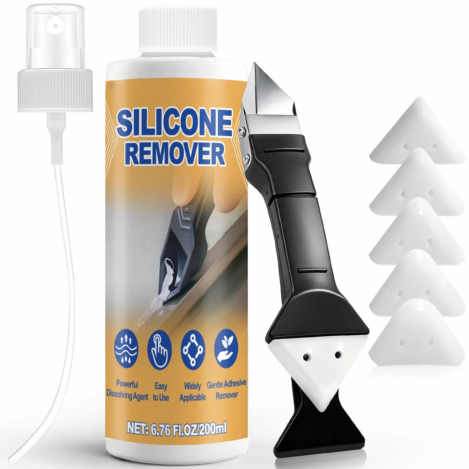 Rimuovi Silicone, Sciogli Silicone, Rimuovi Colla, Forte Dissolvente, Adatto per Cucine, Bagni, Servizi Igienici e Docce, 200ml
