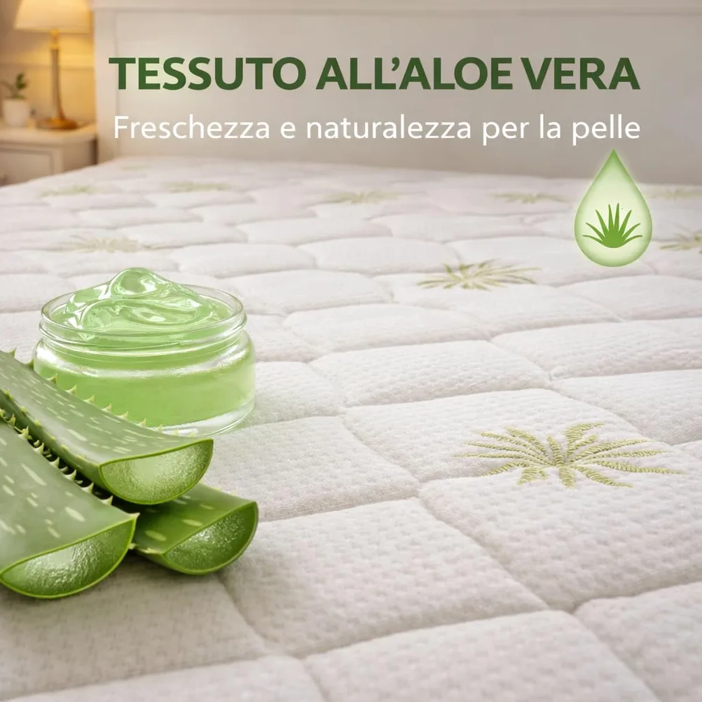 Ginflex Materasso Una Piazza e Mezza Waterfoam 120x190 H25 Tessuto Aloe Vera | Antiacaro - Anallergico - Antibatterico | 100% Made in Italy (Altezza: 25cm, 120x190)