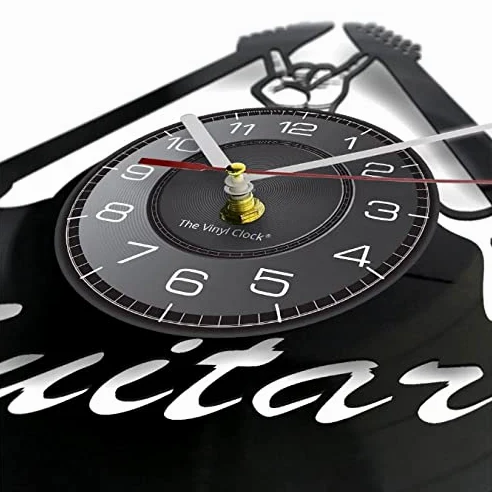 Chitarre elettriche Retro Rock And Roll Disco in Vinile Orologio da Parete Band Music Studio Decor Disco in Vinile Craft Design Moderno Orologio a Tempo