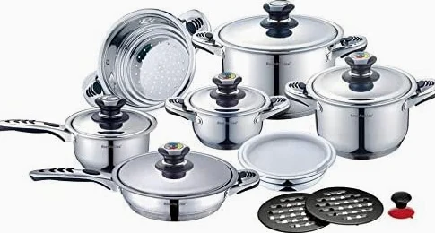 Set da cucina Batteria Pentole 16 pezzi PROFESSIONALE Royalty Line Switzerland, acciaio inox 18/10