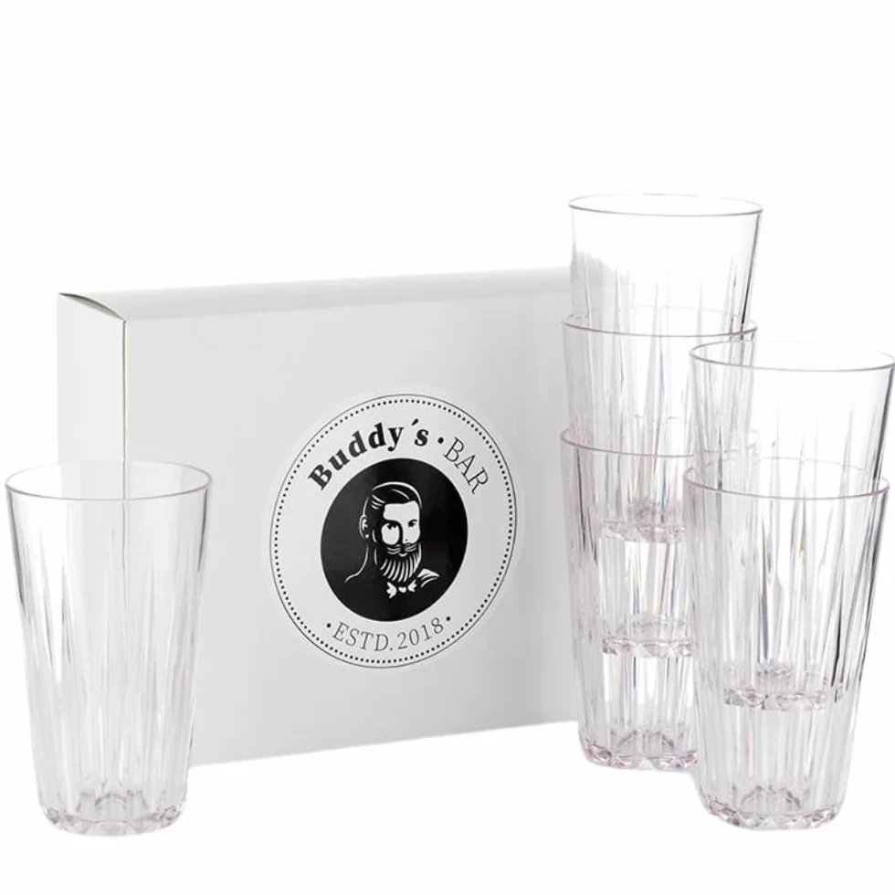 Buddy's Bar Set 6 Bicchieri Tritan 0,5 Litri BPA Free Effetto Vetro Cristallo Lavastoviglie 500 ml