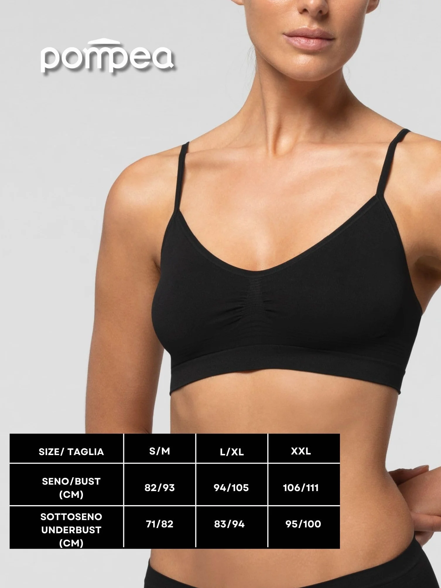 POMPEA Reggiseno Senza Ferretto Invisibile, Brassiere Seamless Morbida Microfibra Spallina Stretta