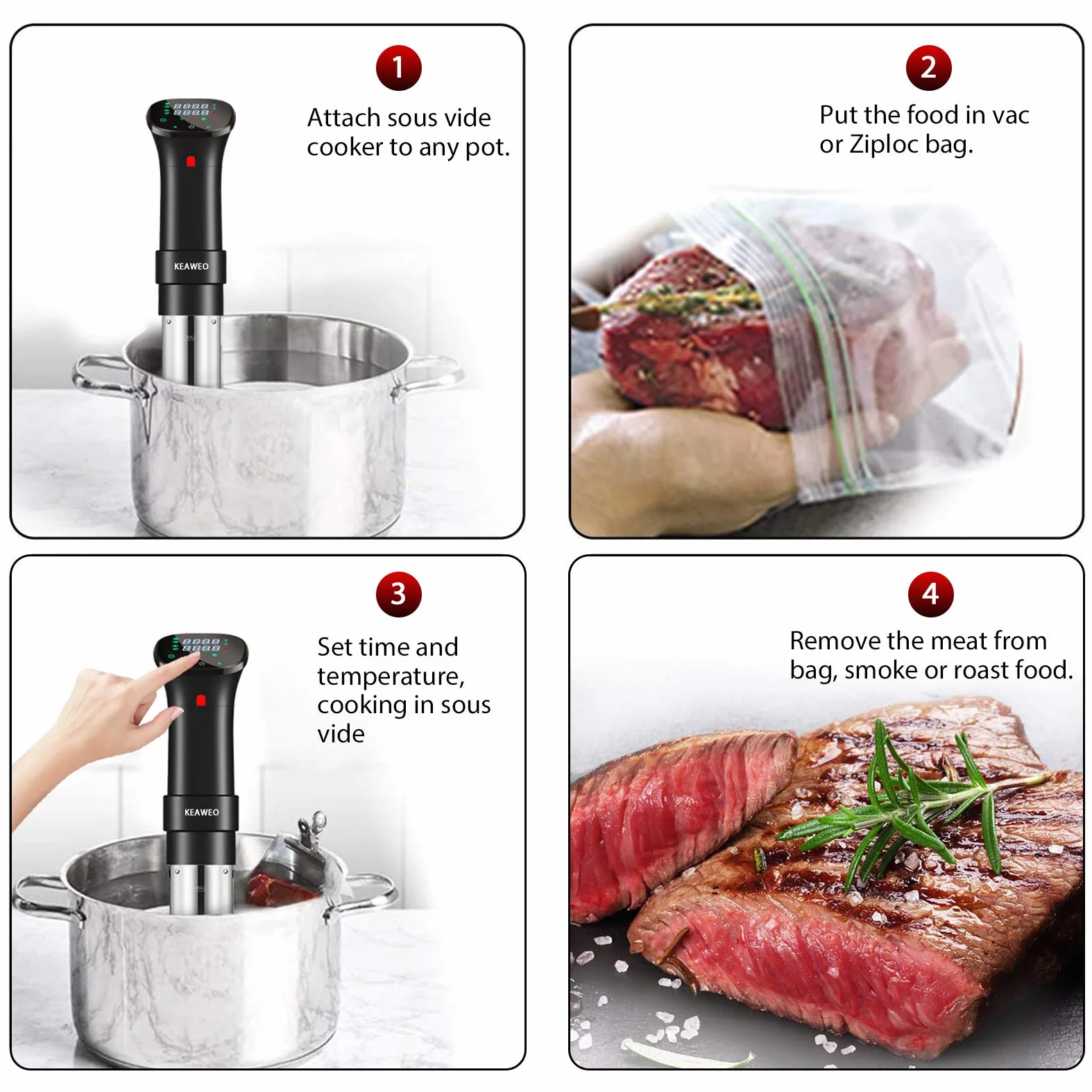 KEAWEO Sous Vide Slow Cooker Circolatore Termico 1100W Led Schermo Touch