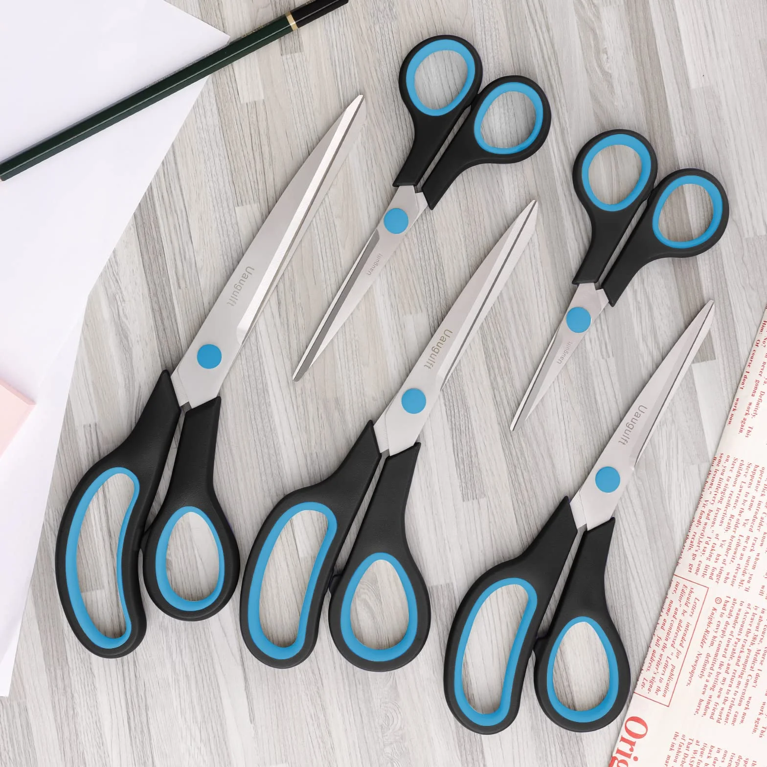 Forbici Multiuso in Acciaio Inossidabile, Set da 5 Pezzi, Blu e Nero