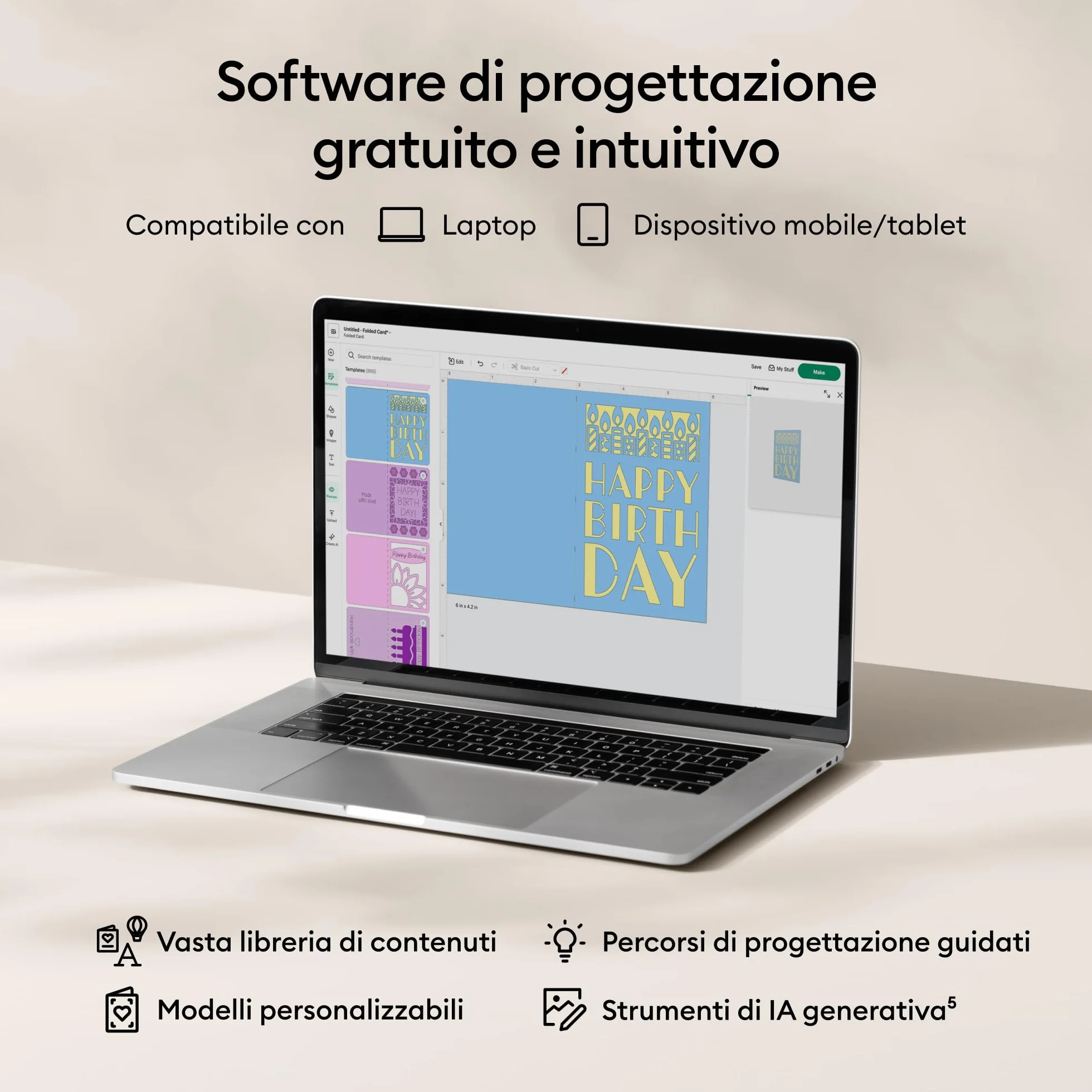 Cricut Joy™ 2 Deluxe Bundle + Contenuti digitali. Macchina da taglio intelligente compatta, ideale per biglietti personalizzati, adesivi semplici ed etichette
