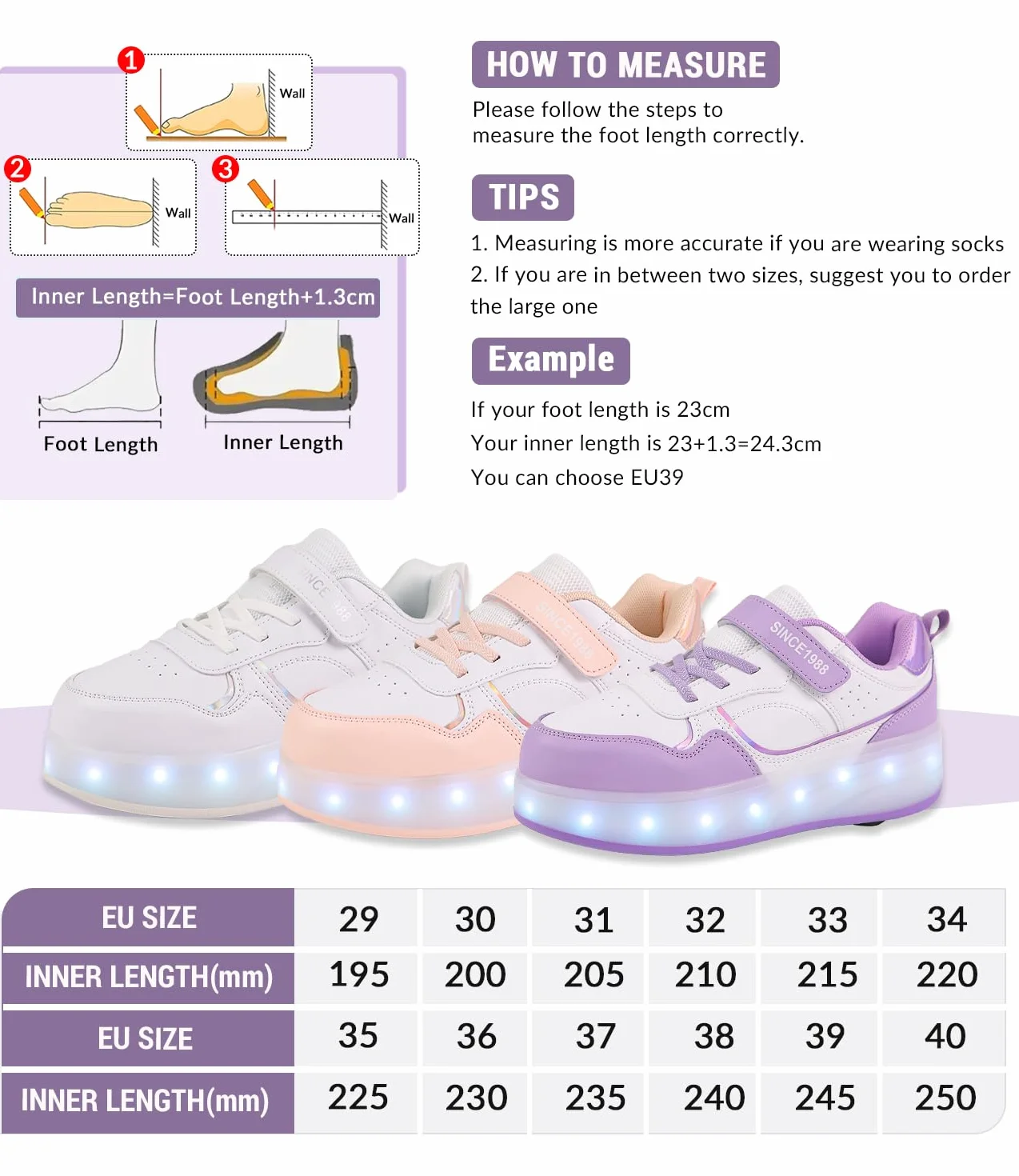 FANSU Scarpe con Rotelle Bambino Bambina LED Brillantini Luci, Scarpe Pattini 4 Rotelle USB Ricaricare, Multisport Outdoor Sneaker Skateboard