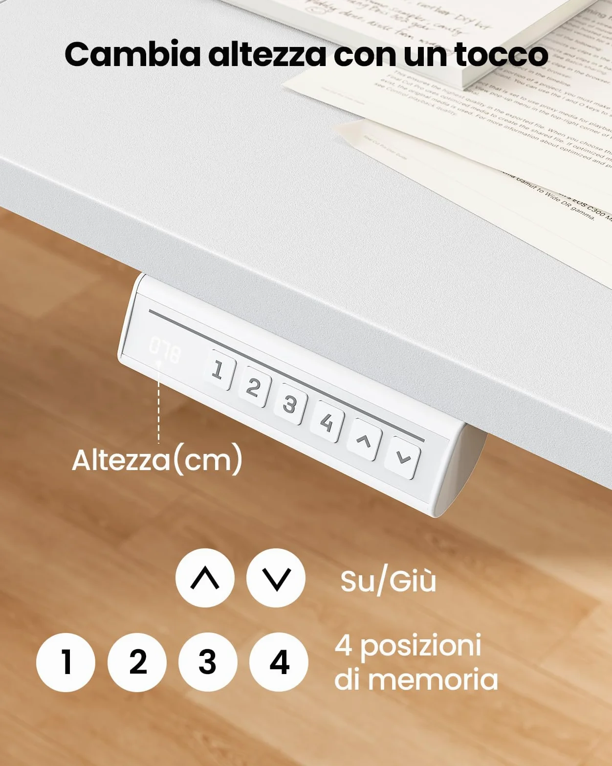 ErGear Scrivania Regolabile in Altezza per Ufficio e Computer 140 x 70 cm, Con Pannello Intelligente a 4 Memorie e Piano Assemblato