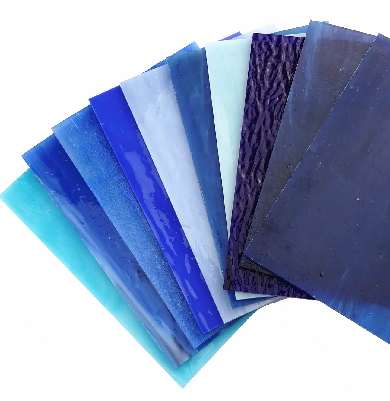 Lanyani 10 fogli vetro colorato blu 10,2x15,2 cm opale Tiffany texture miste