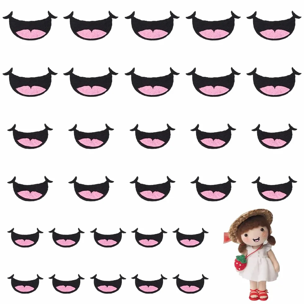 FINGERINSPIRE 30 Pz Bocca in Feltro per Bambole, 3 Misure Rosa e Nere in Feltro per Lavori Artigianali Bocche di Bambola Bocche in Feltro per Lavori Artigianali Burattini Uncinetto Animali di Peluche