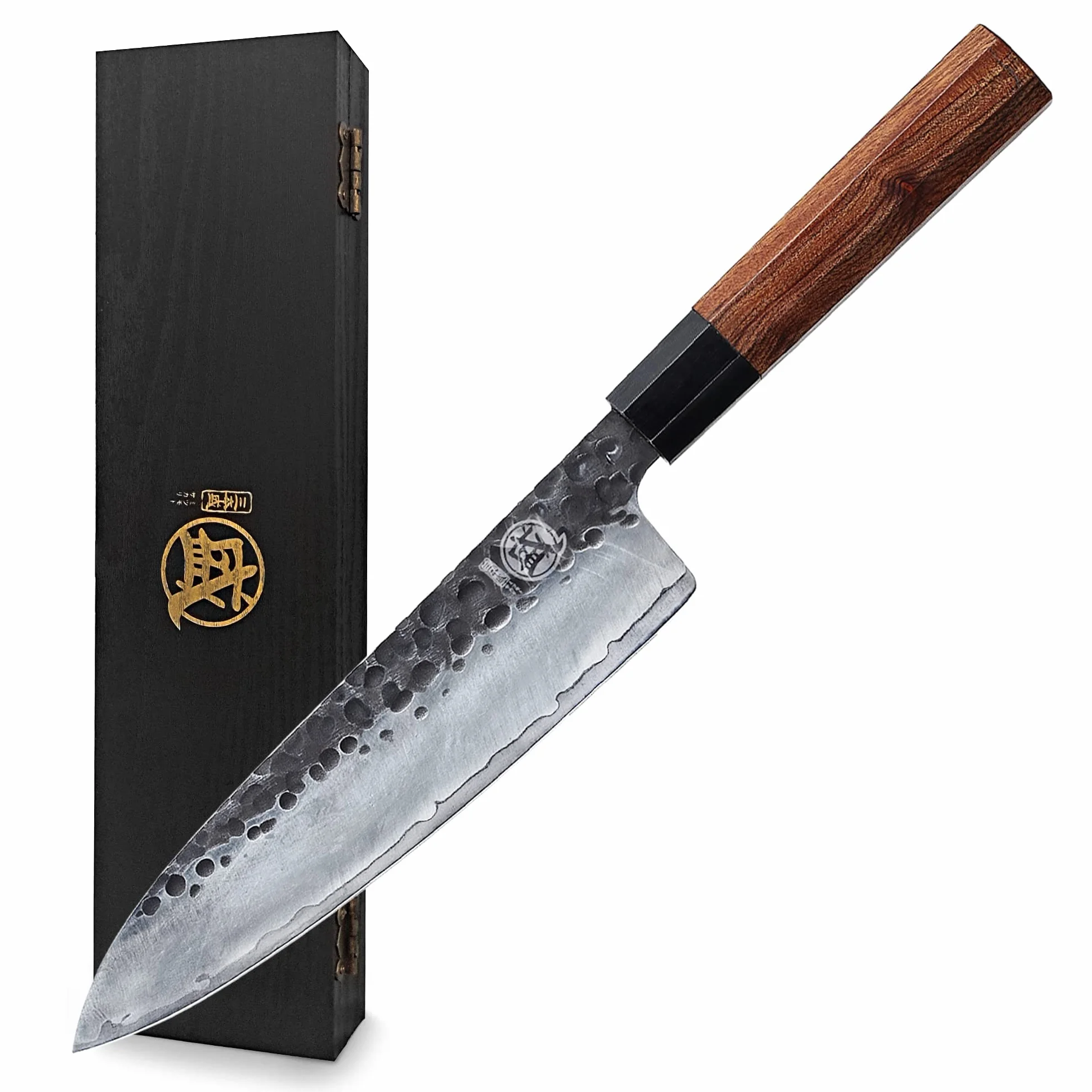 MITSUMOTO SAKARI Coltello da Cucina Giapponese 20 cm Forgiato a Mano Acciaio ad Alto Carbonio