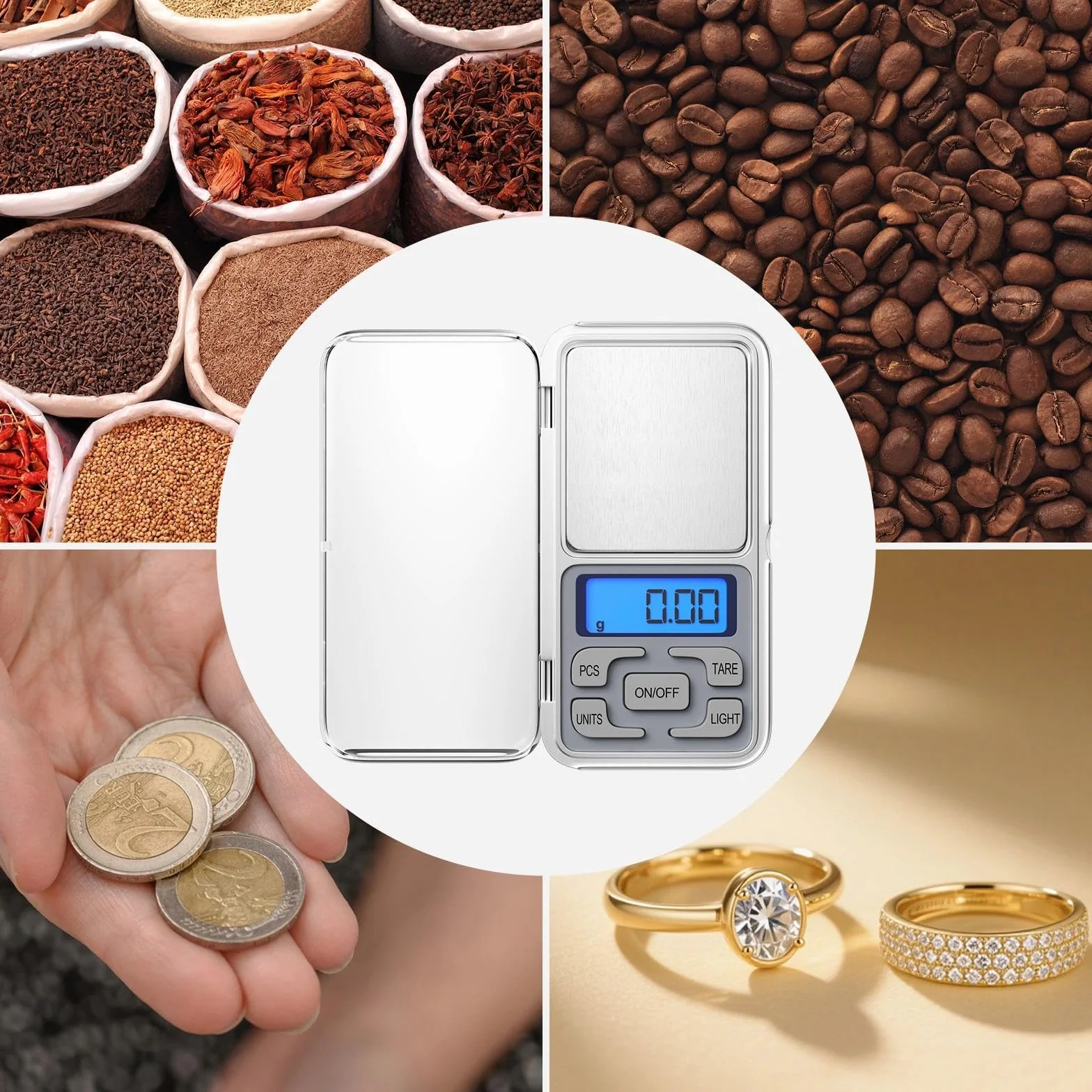 Gvolatee Bilancia da Cucina, con Display Retroilluminato a LCD e Funzione di Tara, Bilancia Elettronica, Bilancino Digitale High Precision 500g /0.01g, Bilancia di Precisione, per Casa e Cucina